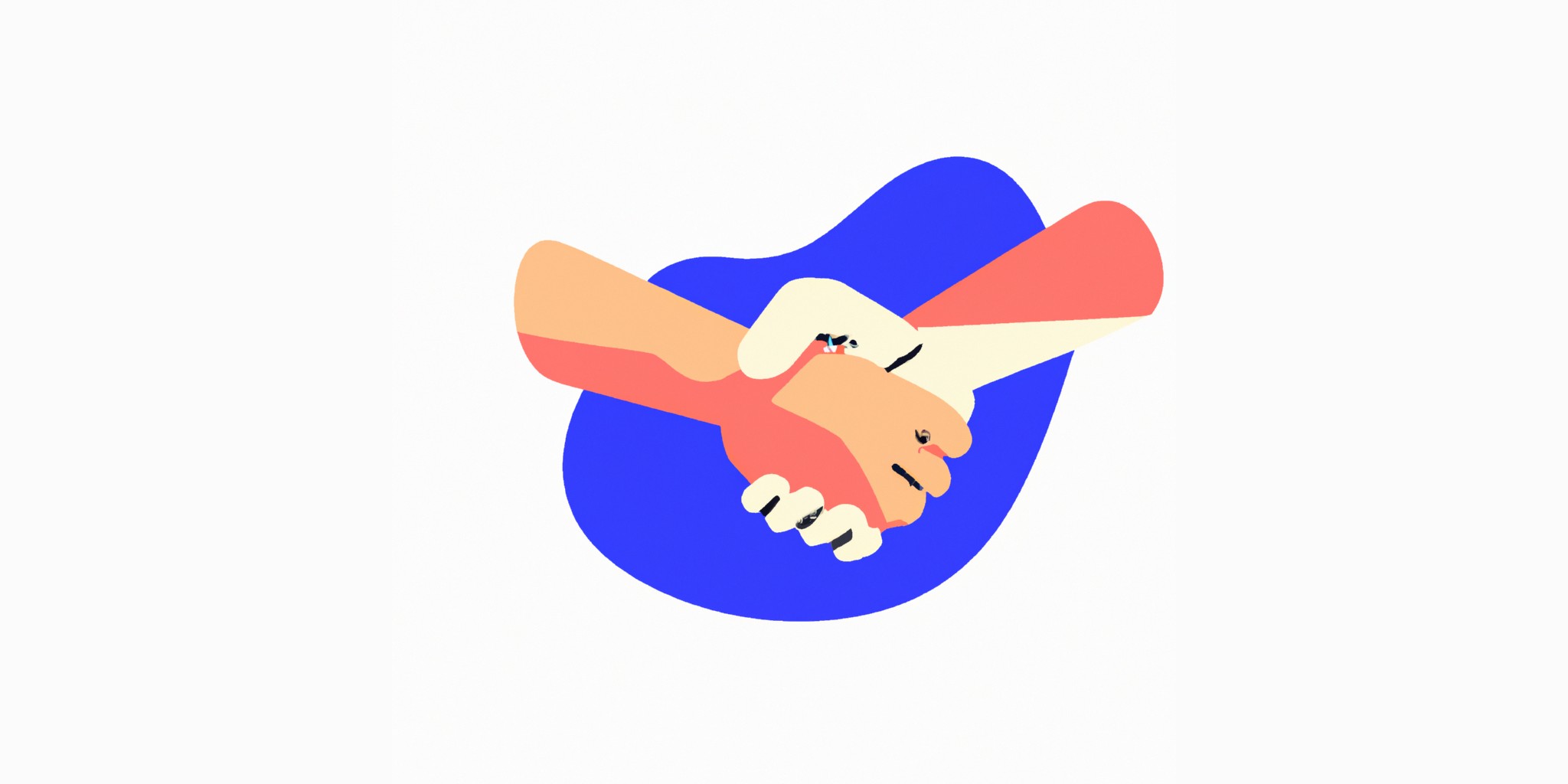 a handshake in flat illustration style with gradients and white background