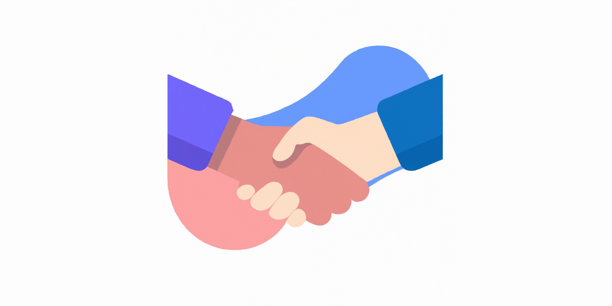 a handshake in flat illustration style with gradients and white background