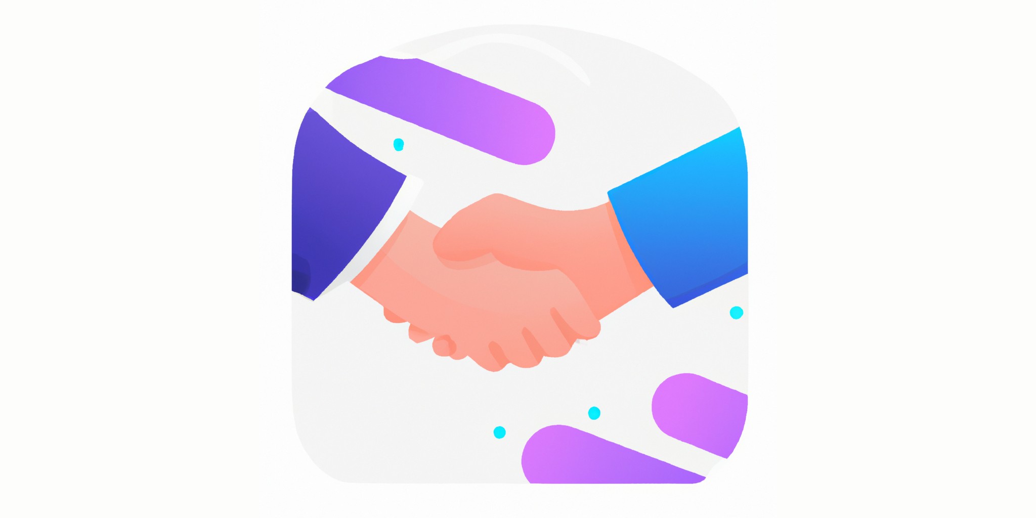 a handshake in flat illustration style with gradients and white background