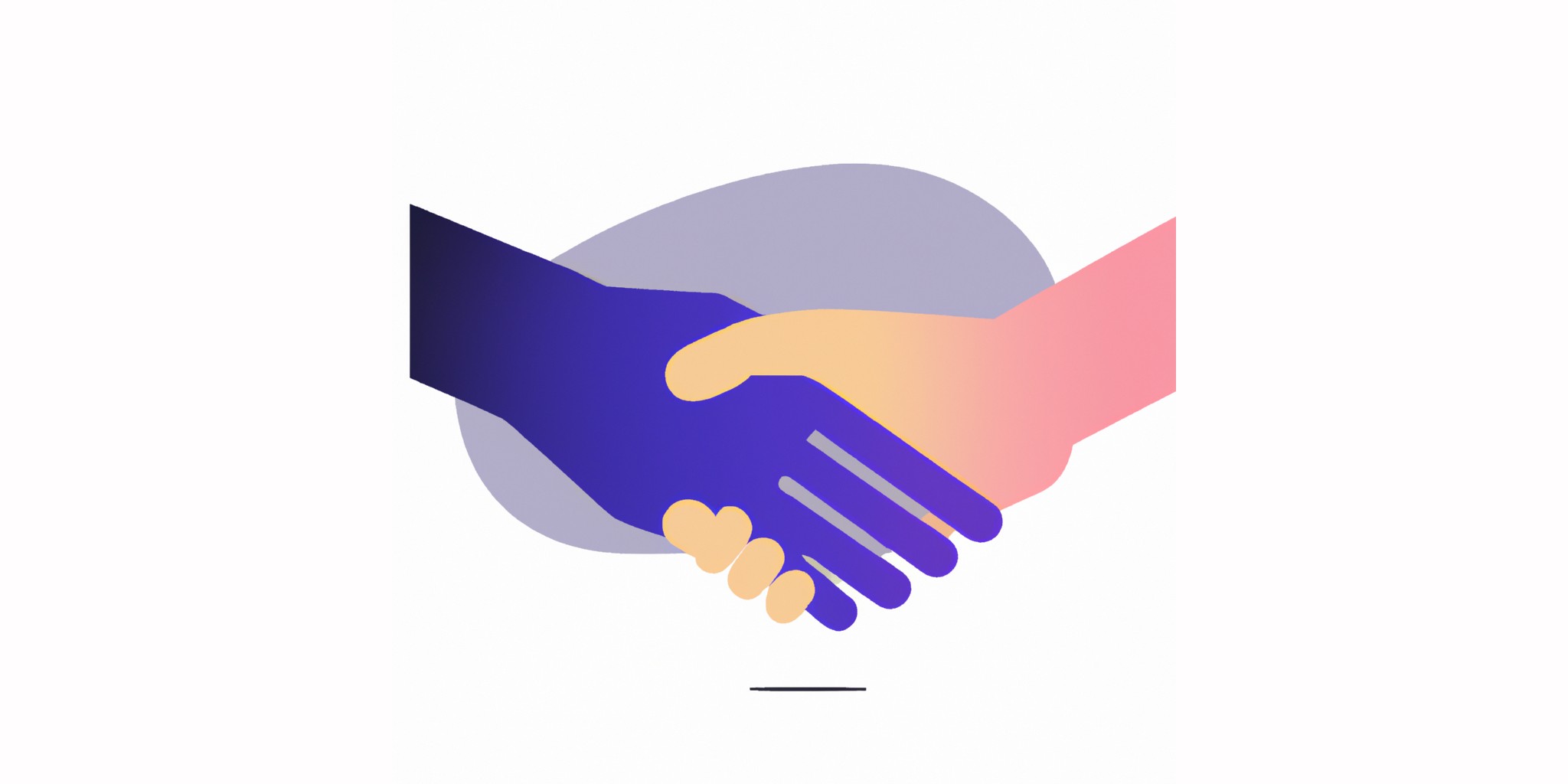 a handshake in flat illustration style with gradients and white background