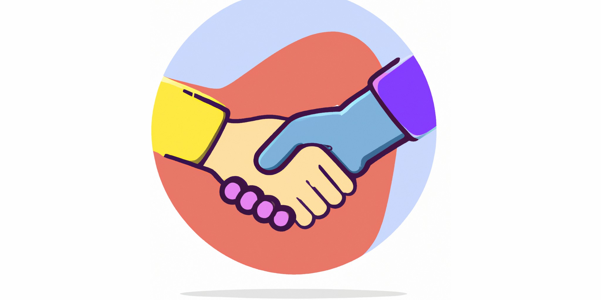 a handshake in flat illustration style with gradients and white background