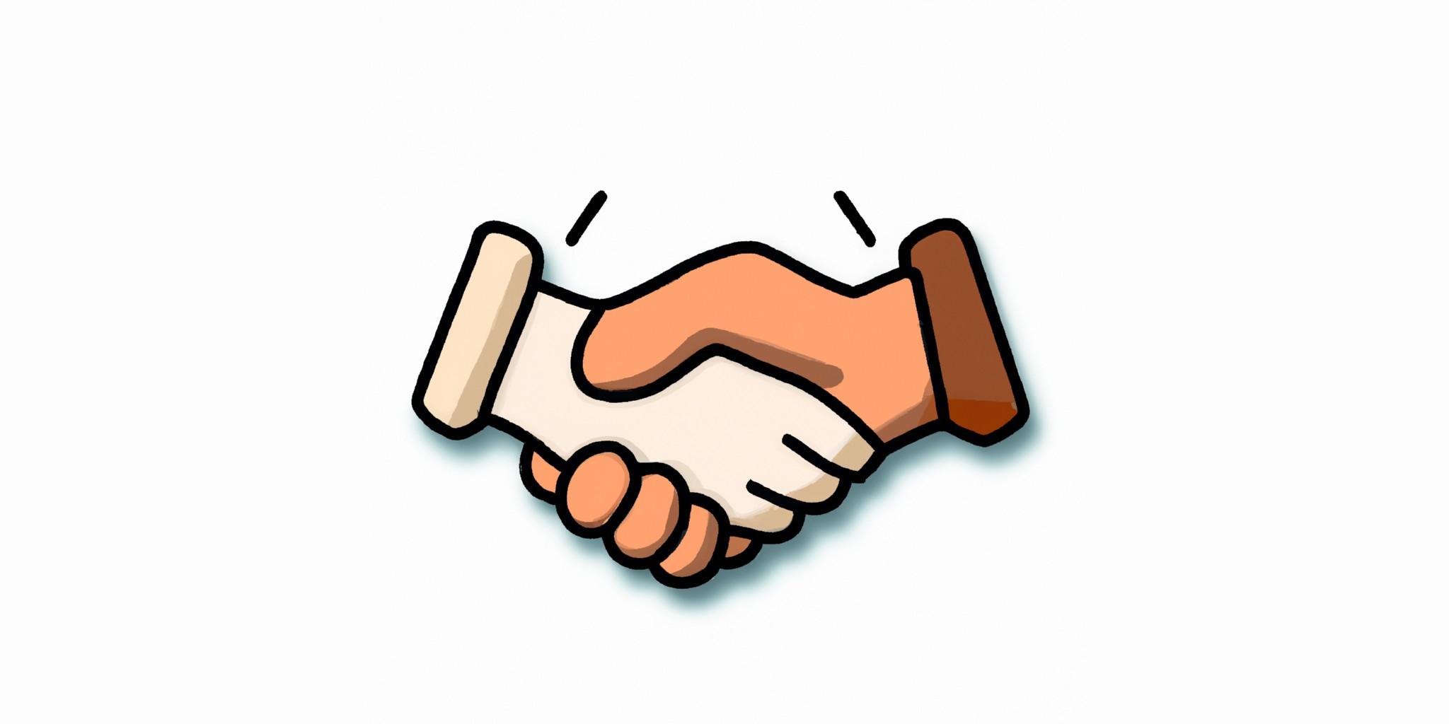 a handshake in flat illustration style with gradients and white background