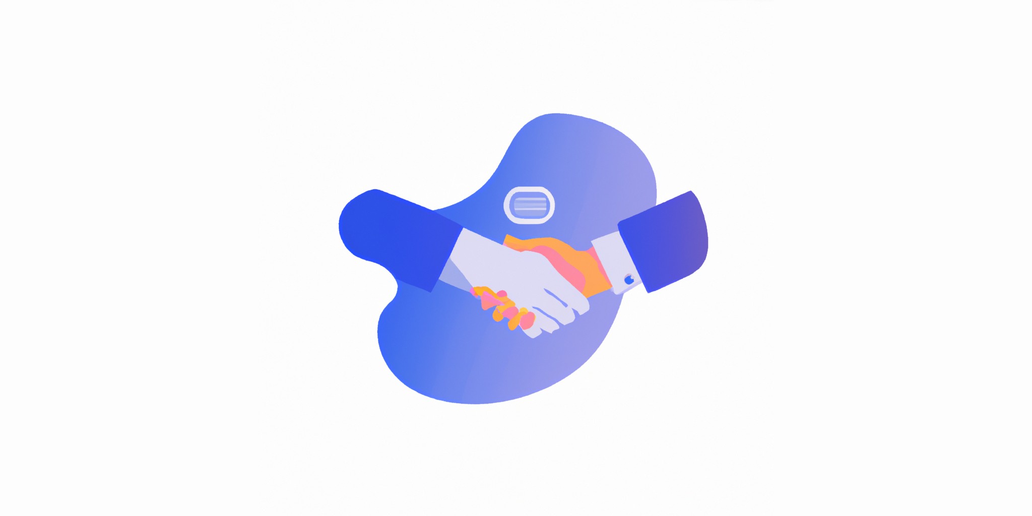 a handshake in flat illustration style with gradients and white background