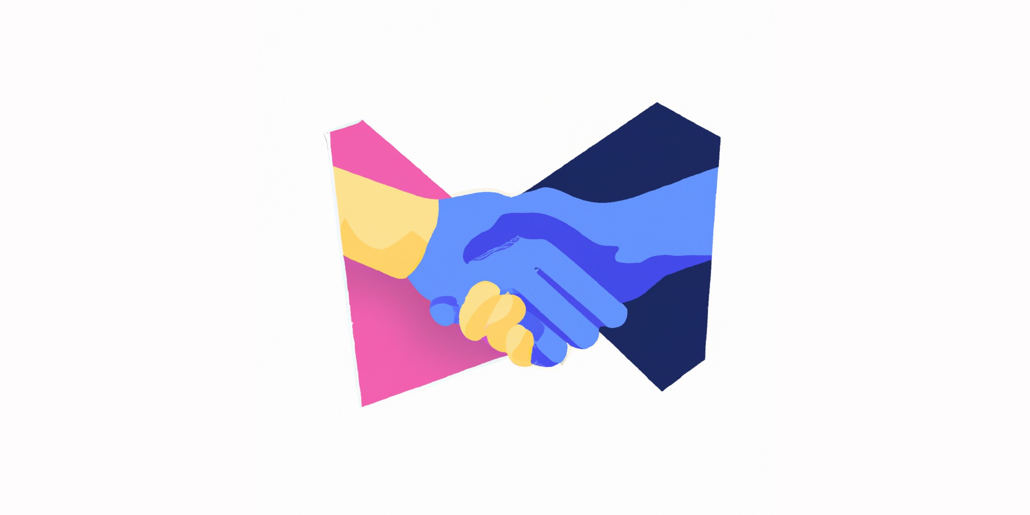 a handshake in flat illustration style with gradients and white background