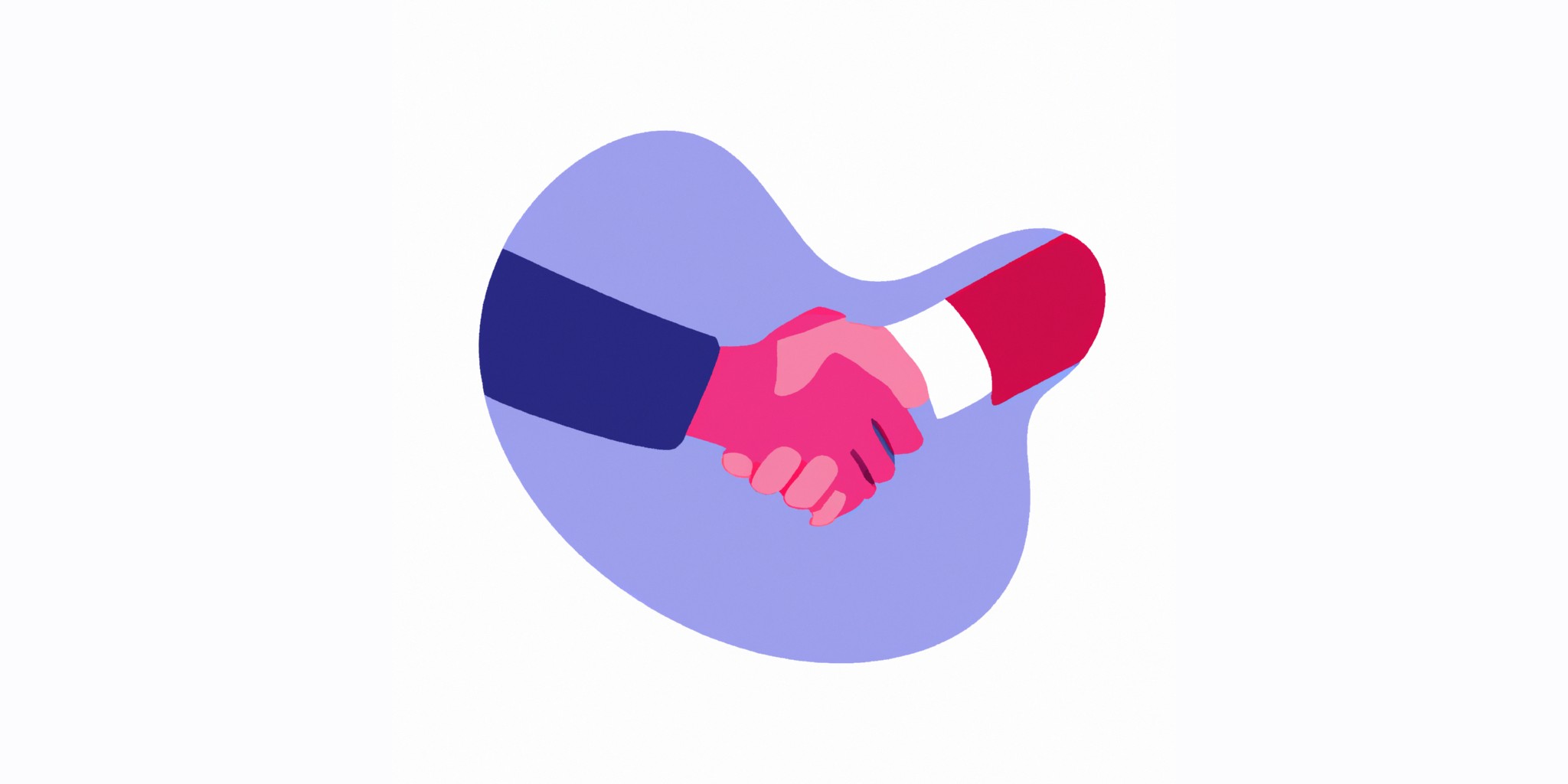 a handshake in flat illustration style with gradients and white background