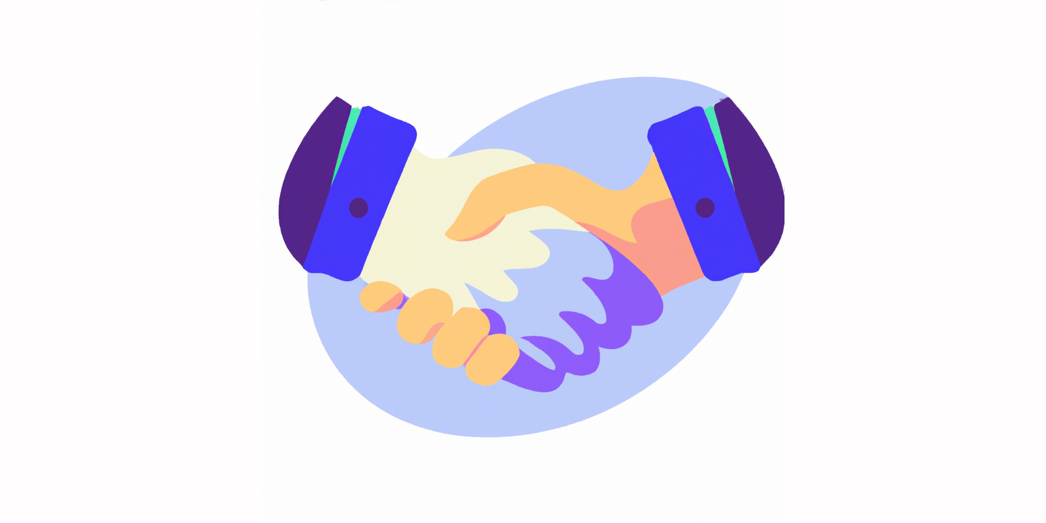 a handshake in flat illustration style with gradients and white background