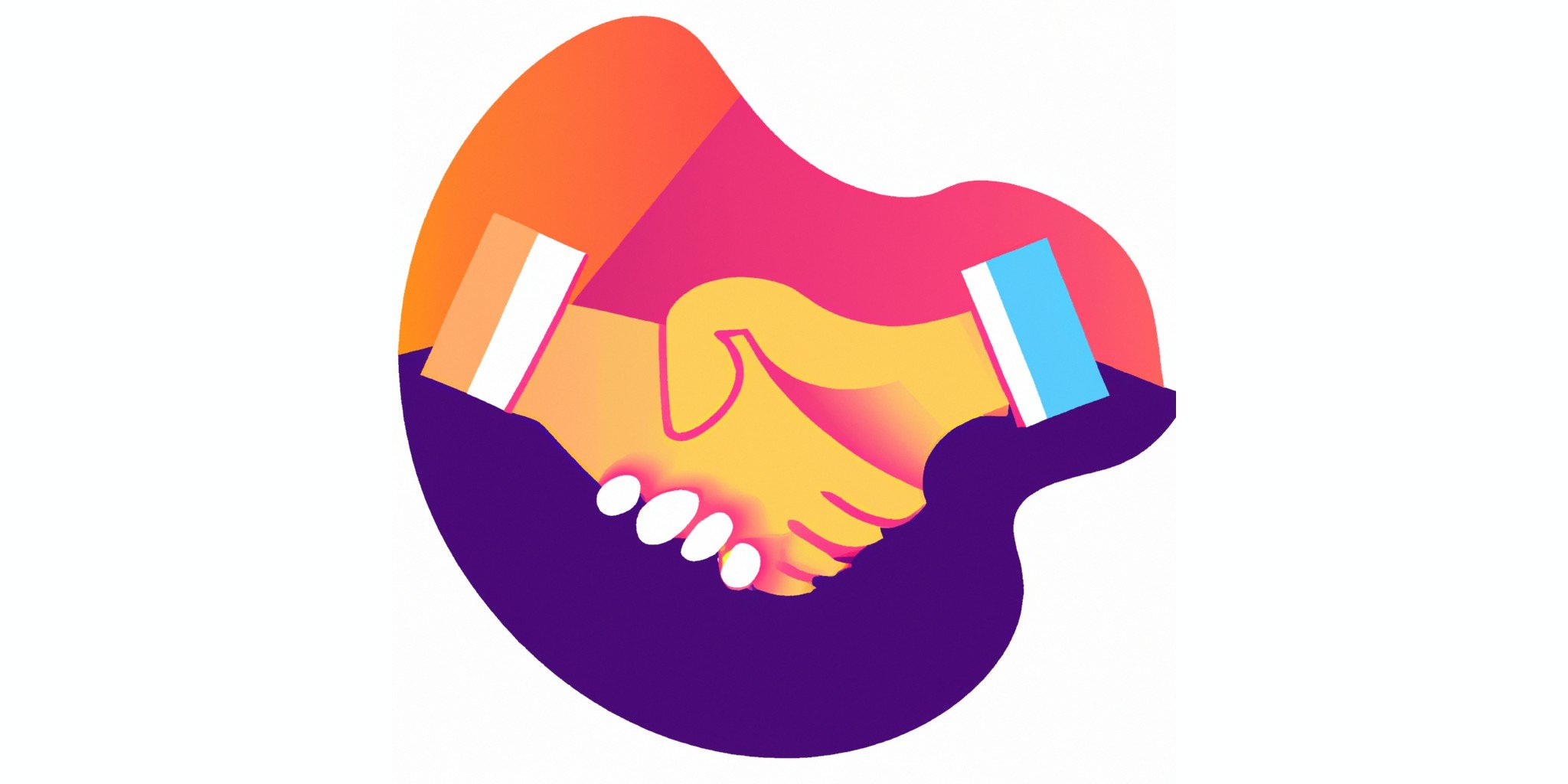 a handshake in flat illustration style with gradients and white background