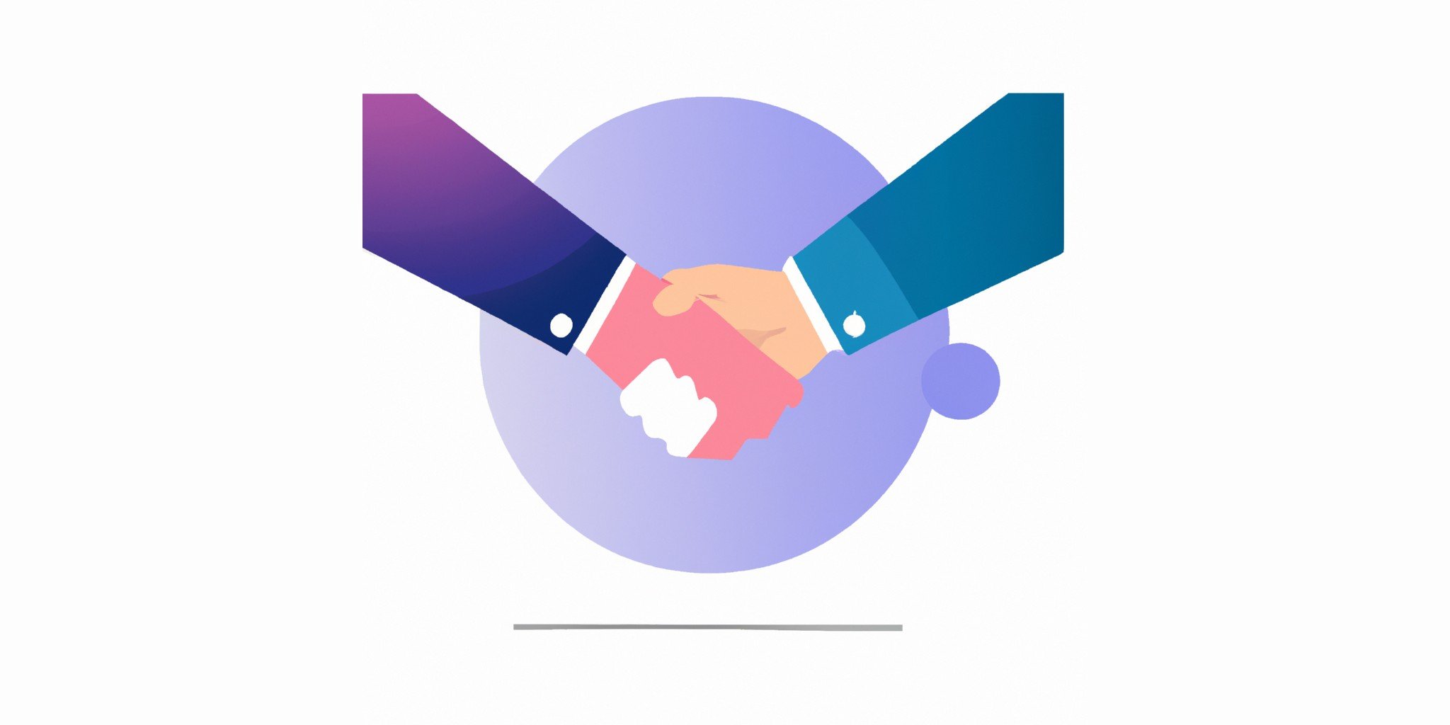 a handshake in flat illustration style with gradients and white background