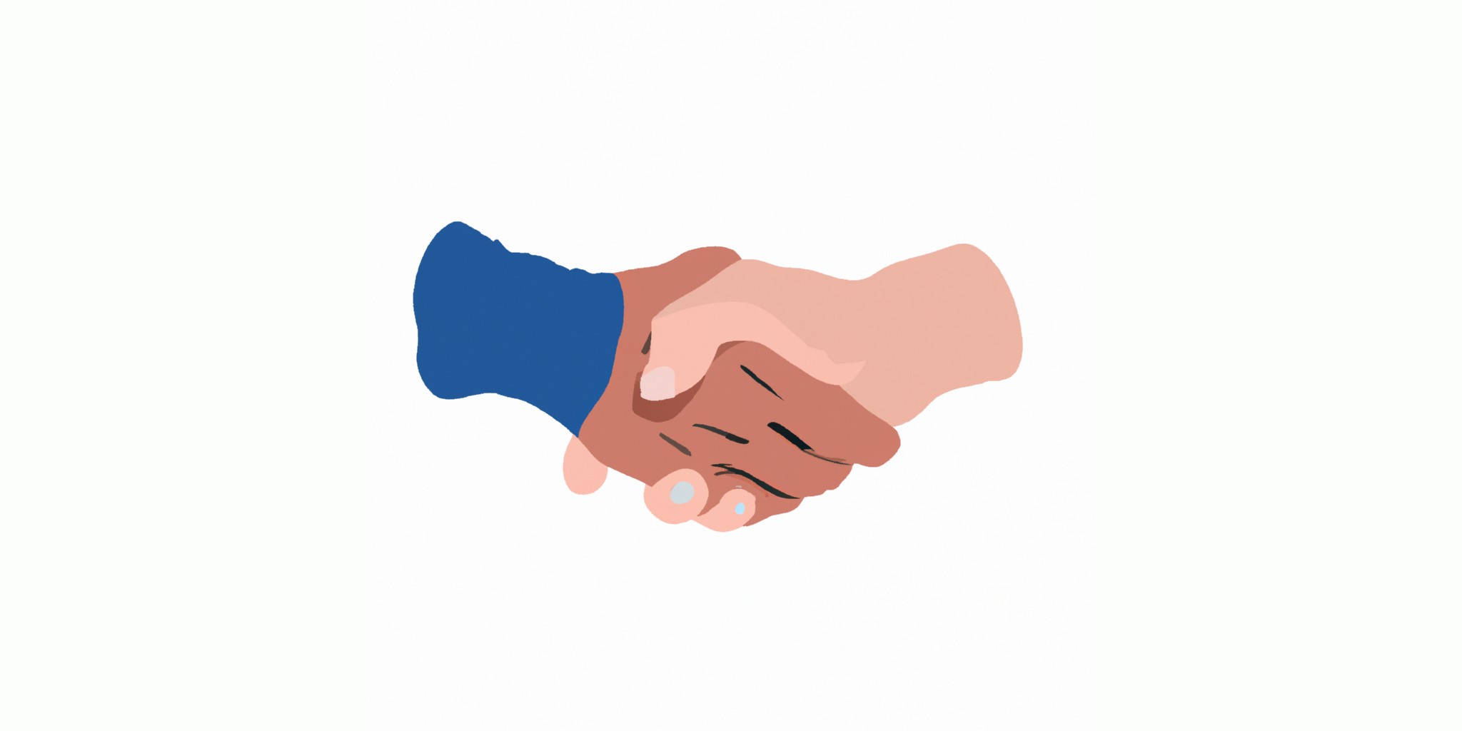 a handshake in flat illustration style with gradients and white background