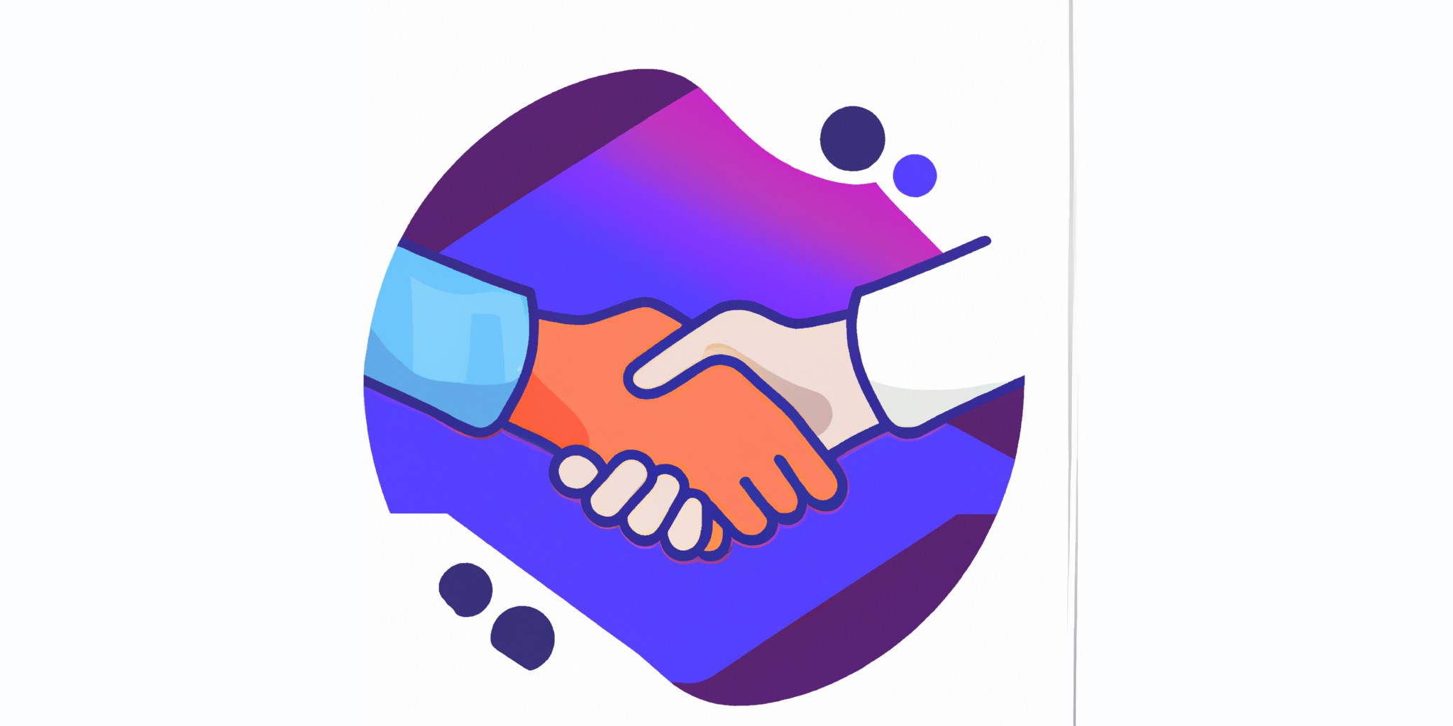 a handshake in flat illustration style with gradients and white background