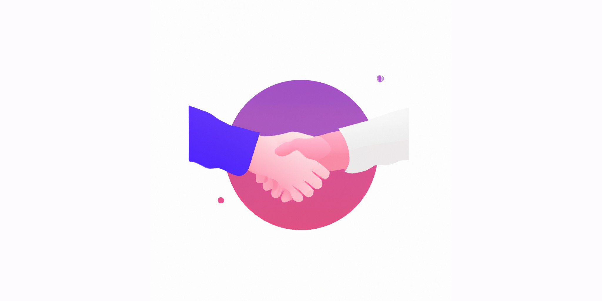 a handshake in flat illustration style with gradients and white background