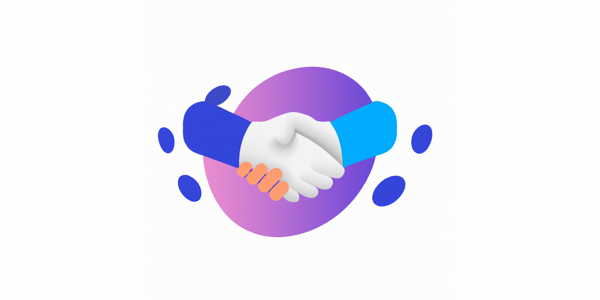 a handshake in flat illustration style with gradients and white background