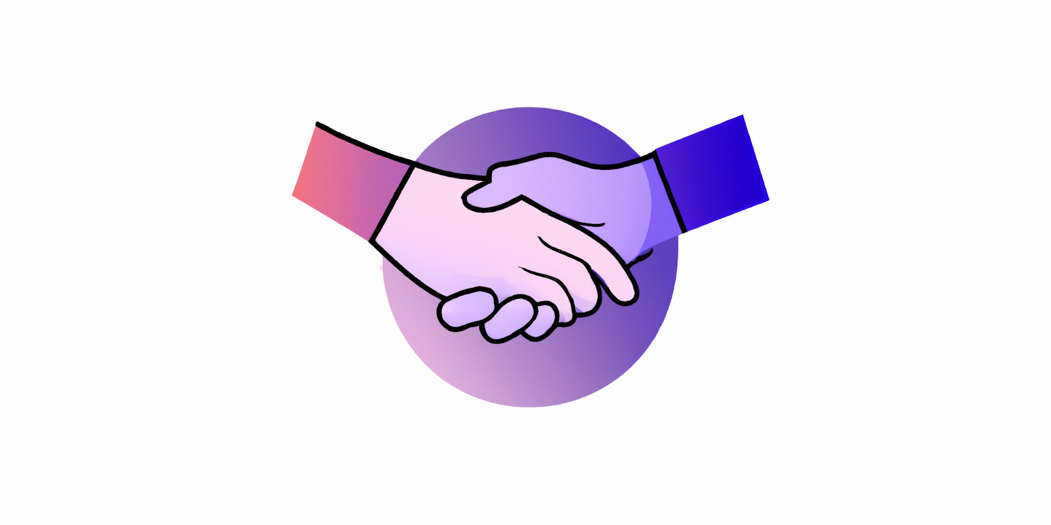 a handshake in flat illustration style with gradients and white background