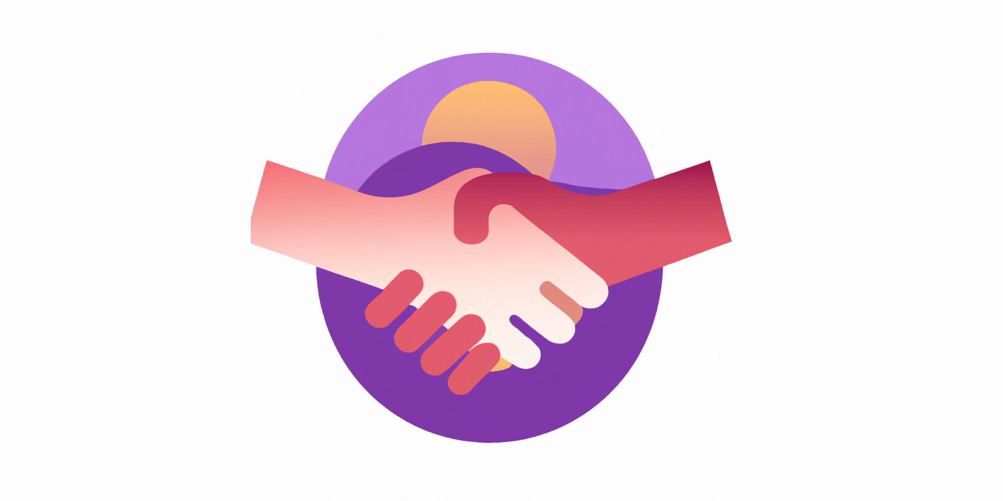 a handshake in flat illustration style with gradients and white background