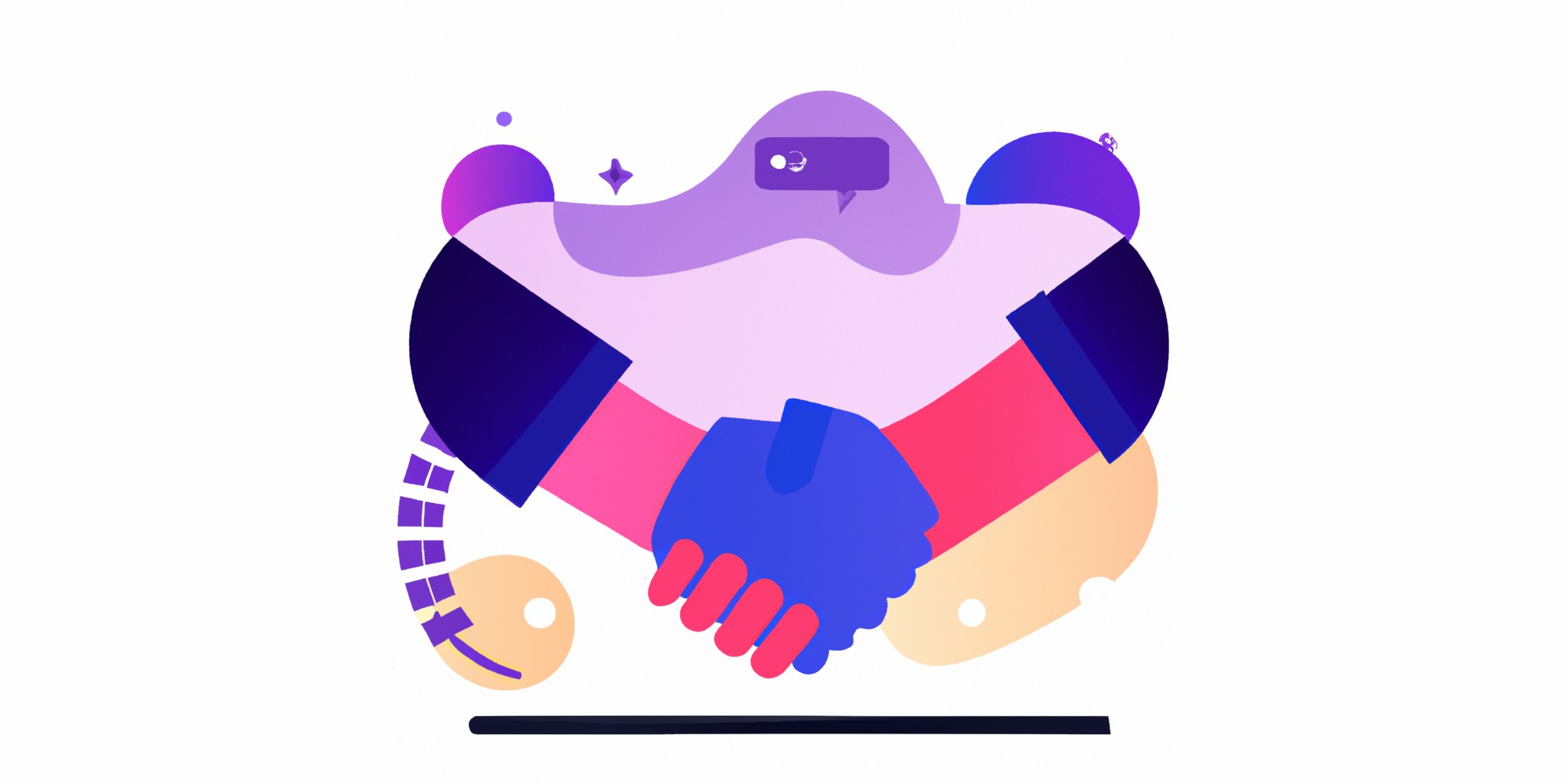 a handshake in flat illustration style with gradients and white background