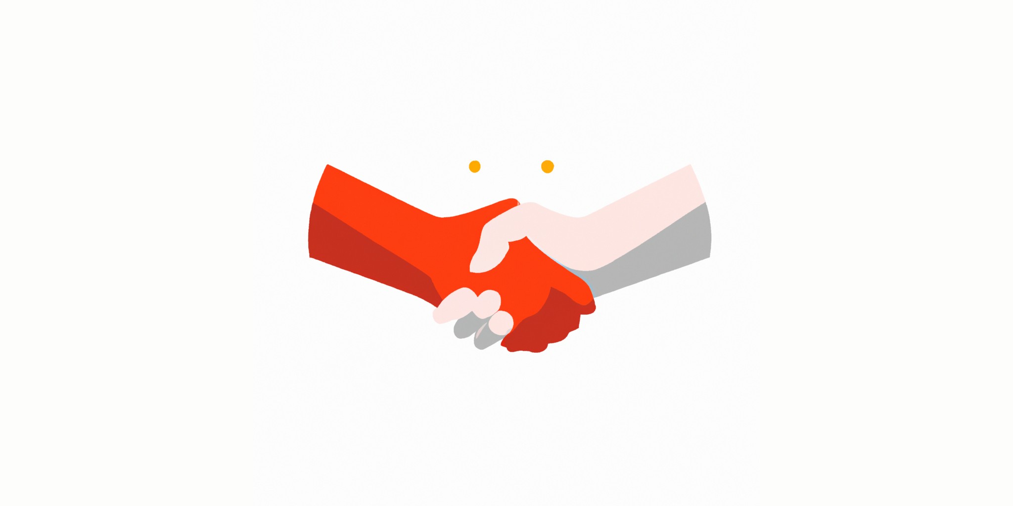 a handshake in flat illustration style with gradients and white background