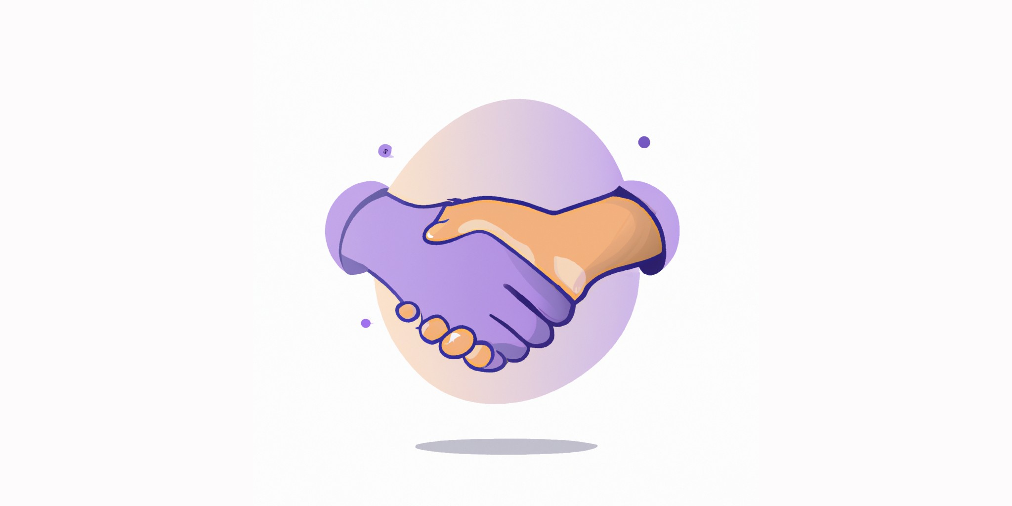 a handshake in flat illustration style with gradients and white background