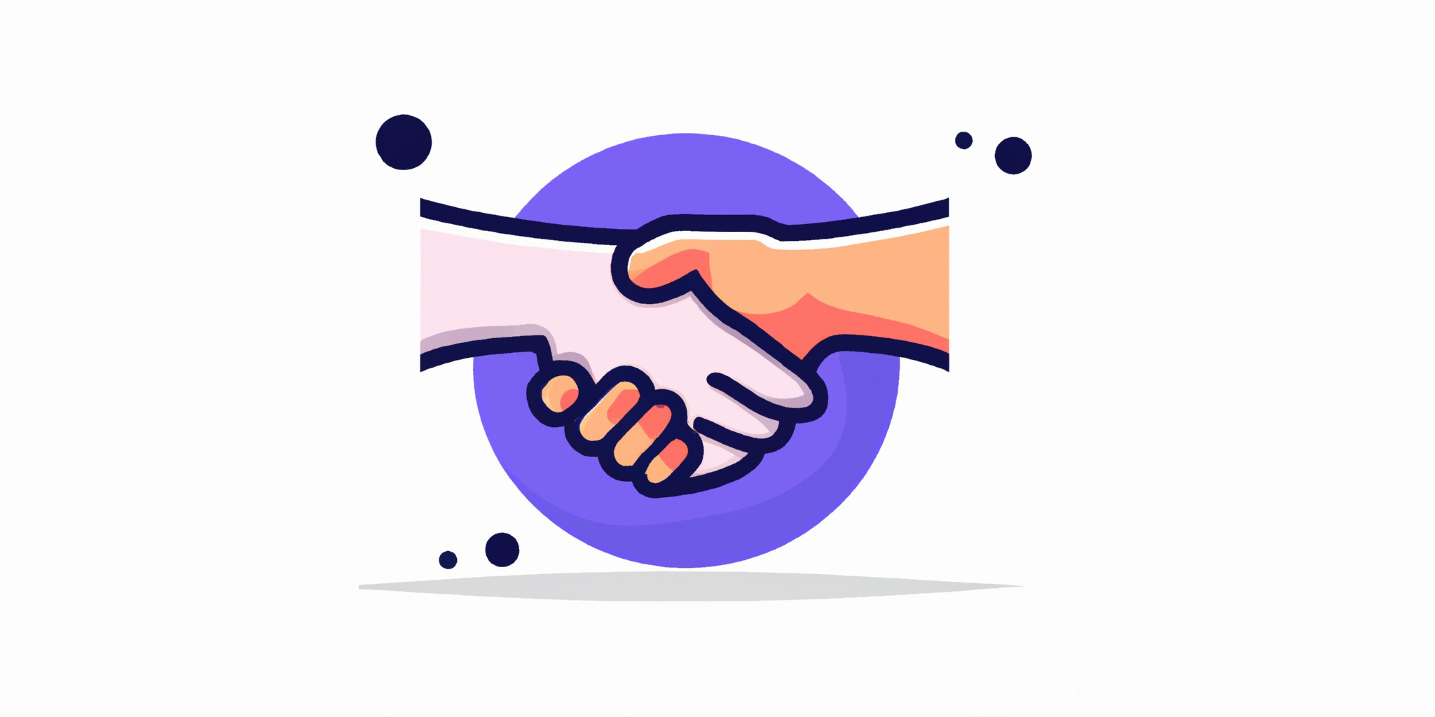 a handshake in flat illustration style with gradients and white background