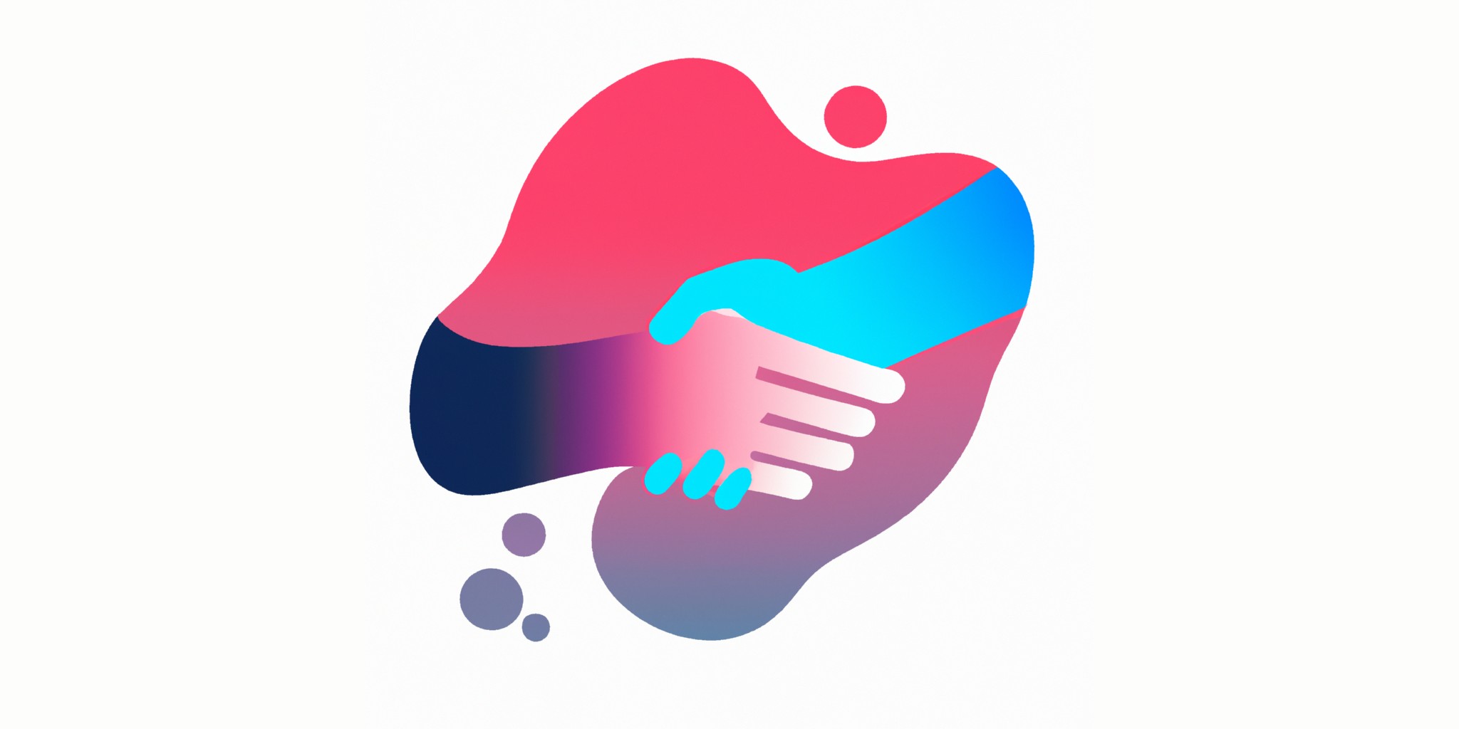 a handshake in flat illustration style with gradients and white background