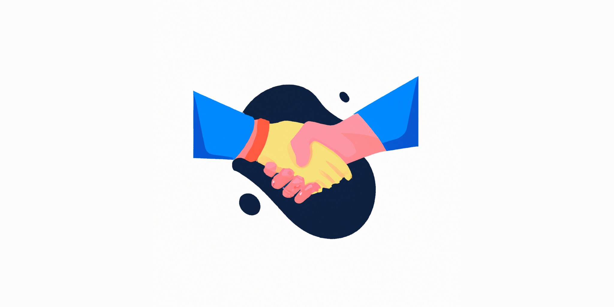 a handshake in flat illustration style with gradients and white background