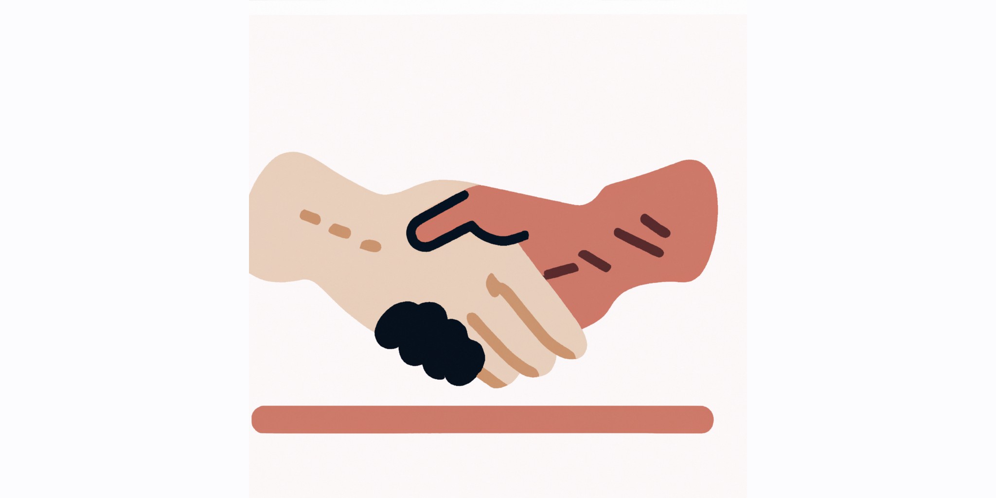 a handshake in flat illustration style with gradients and white background