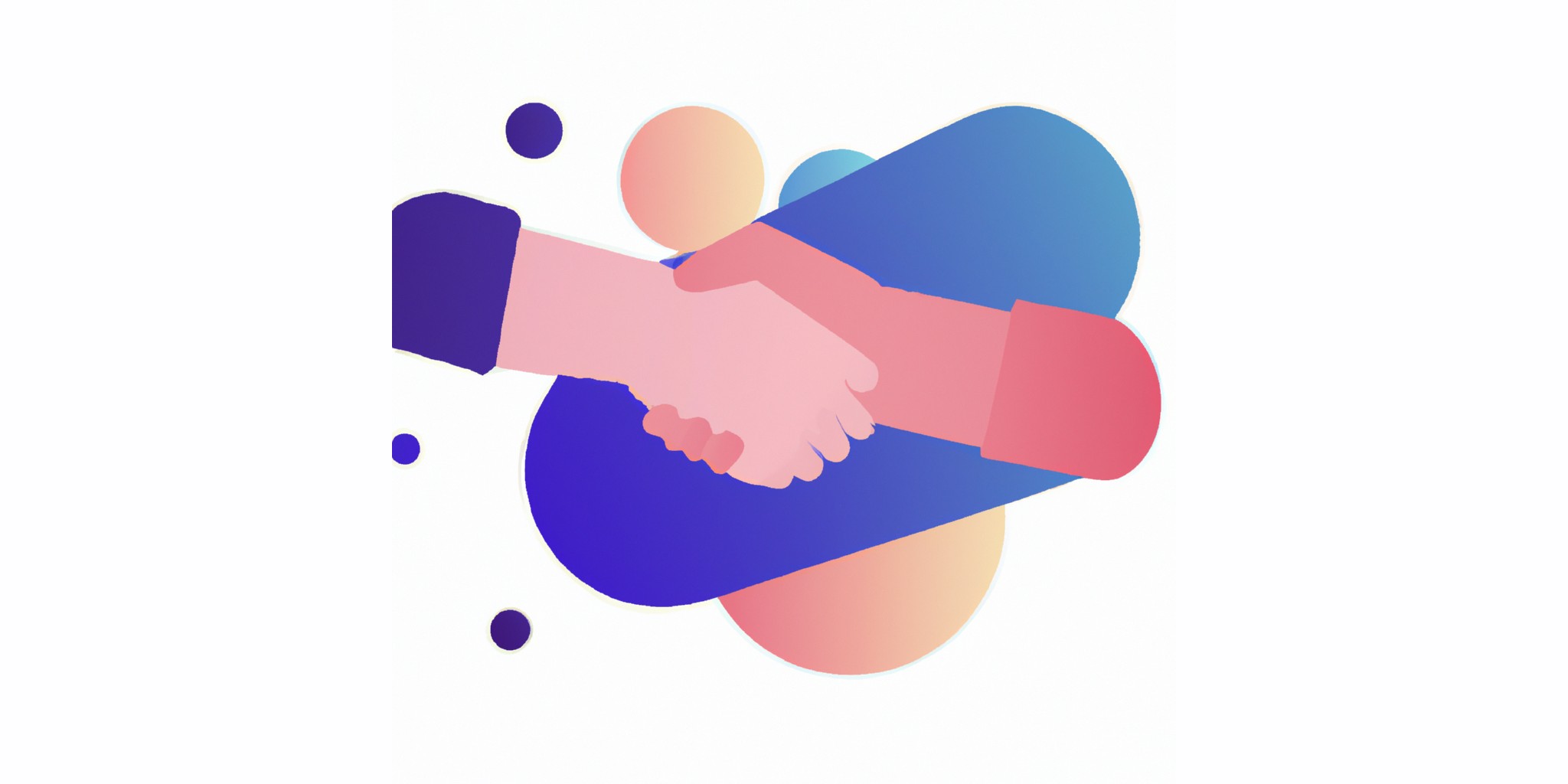 a handshake in flat illustration style with gradients and white background