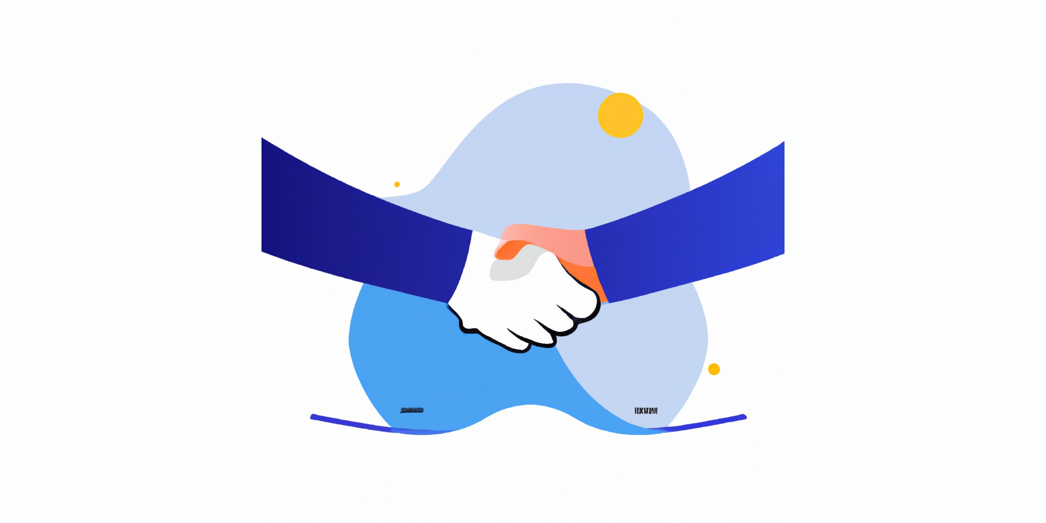 a handshake in flat illustration style with gradients and white background