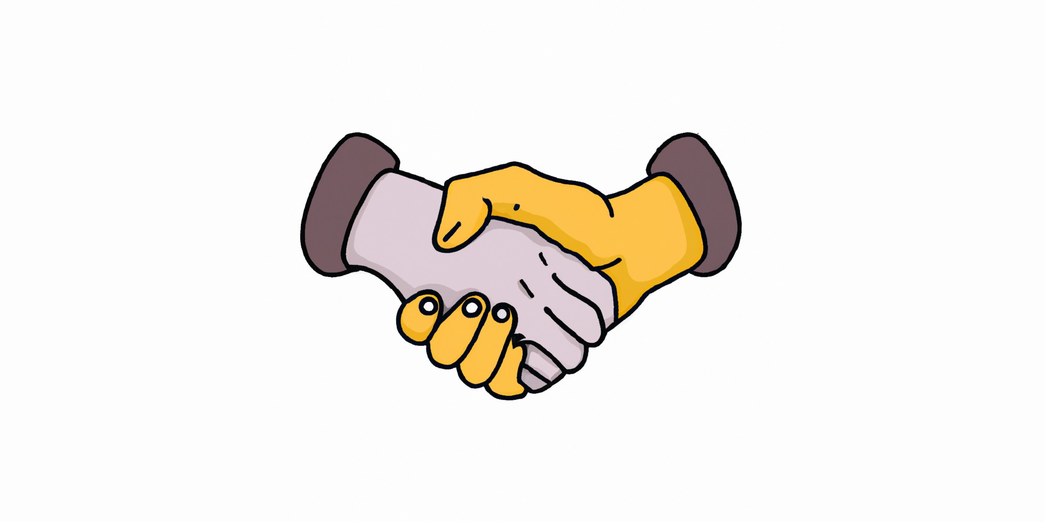 a handshake in flat illustration style with gradients and white background