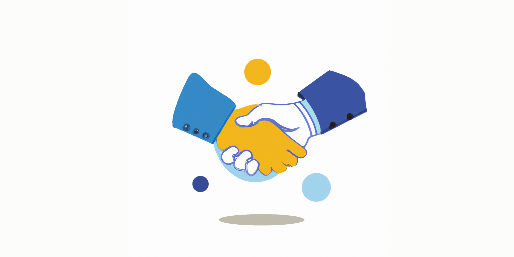 a handshake in flat illustration style with gradients and white background