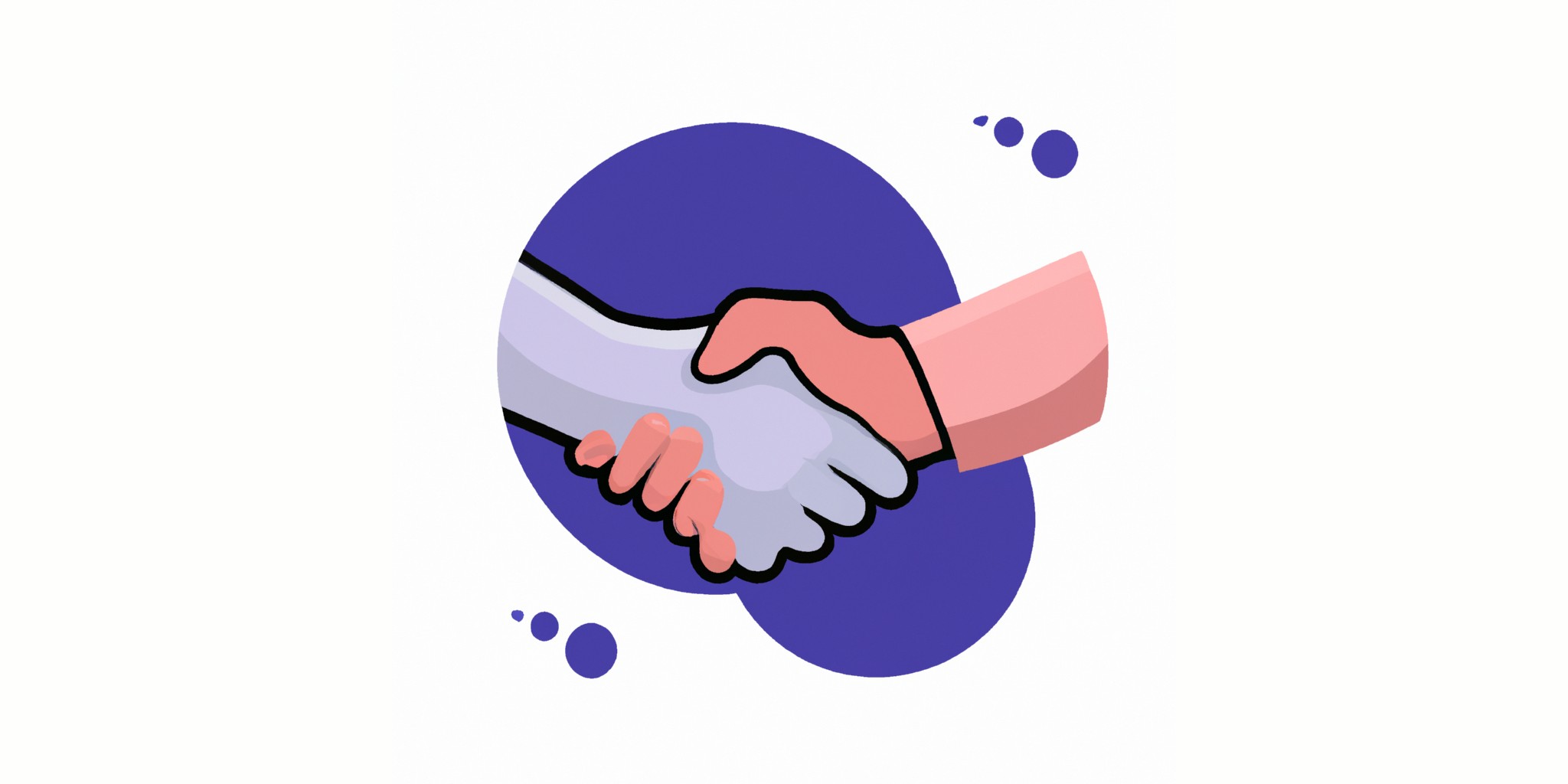 a handshake in flat illustration style with gradients and white background