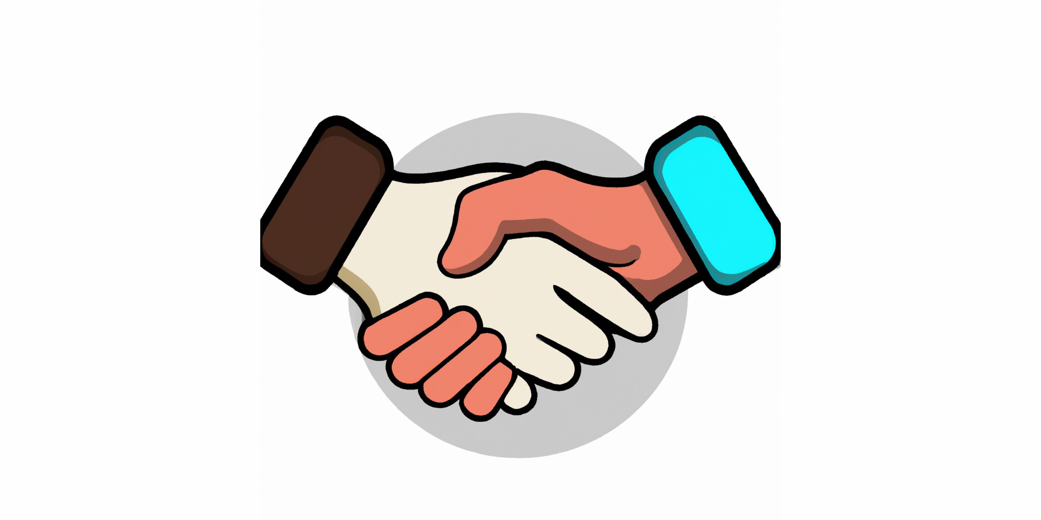 a handshake in flat illustration style with gradients and white background