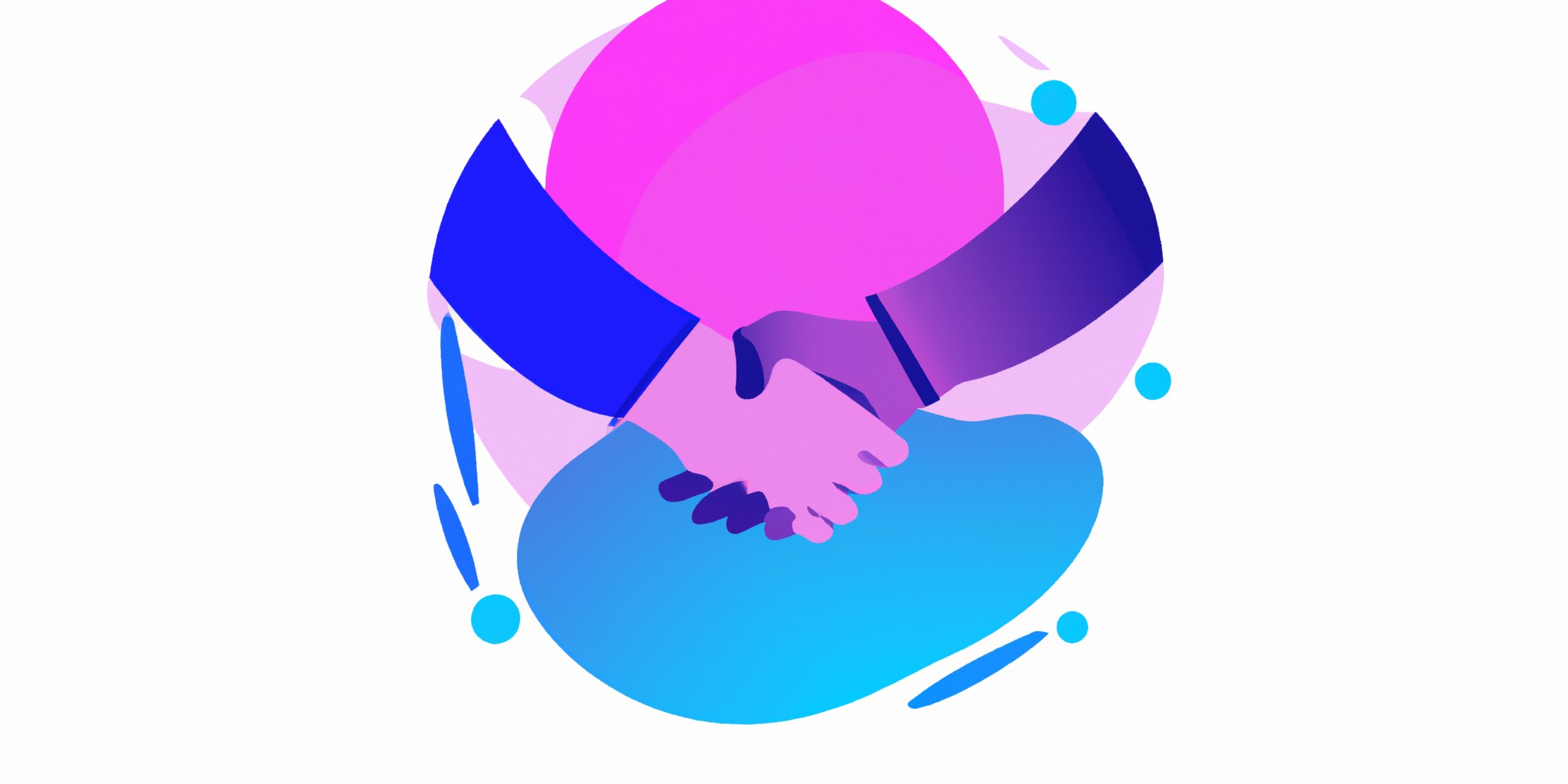 a handshake in flat illustration style with gradients and white background