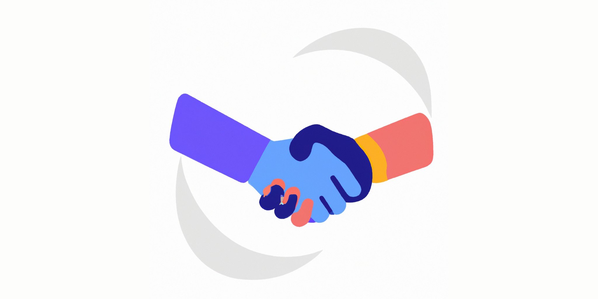 a handshake in flat illustration style with gradients and white background