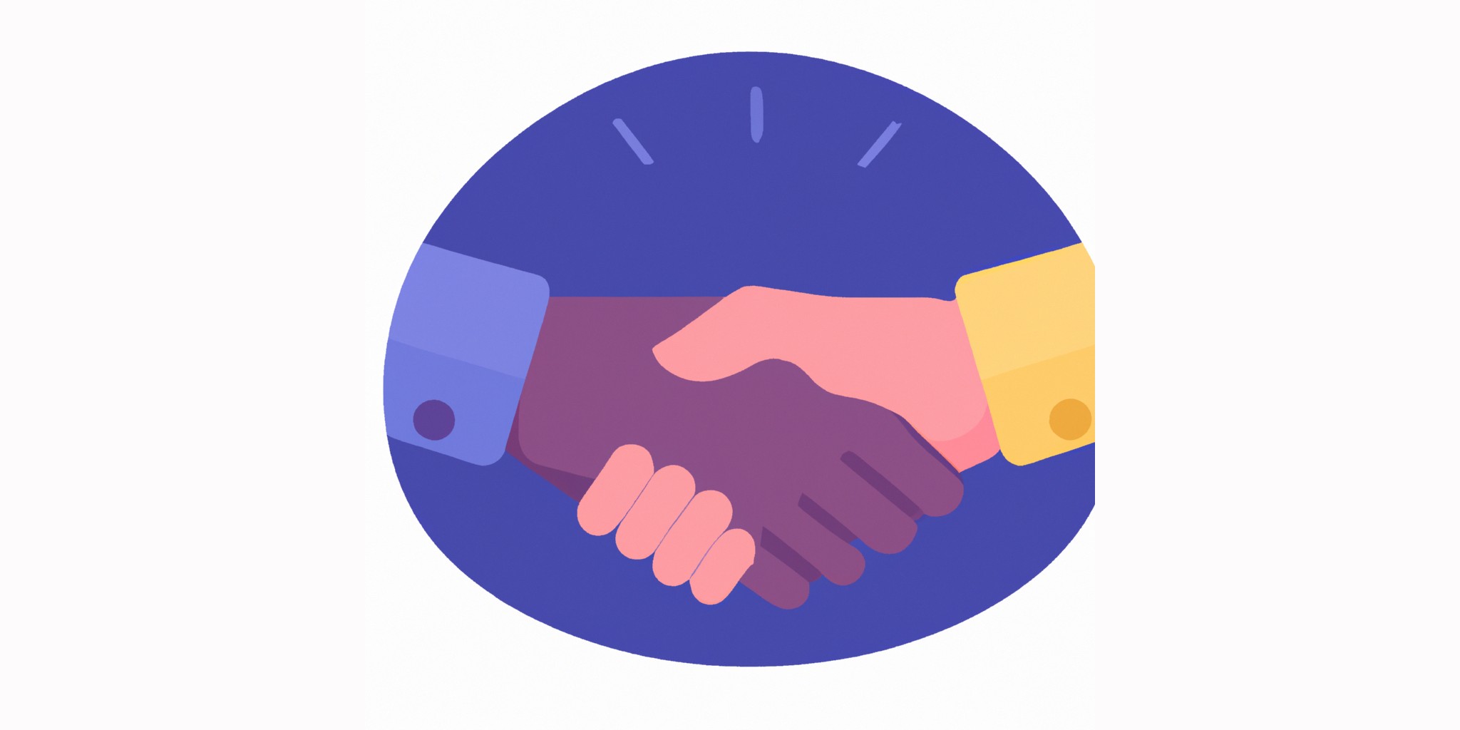 a handshake in flat illustration style with gradients and white background