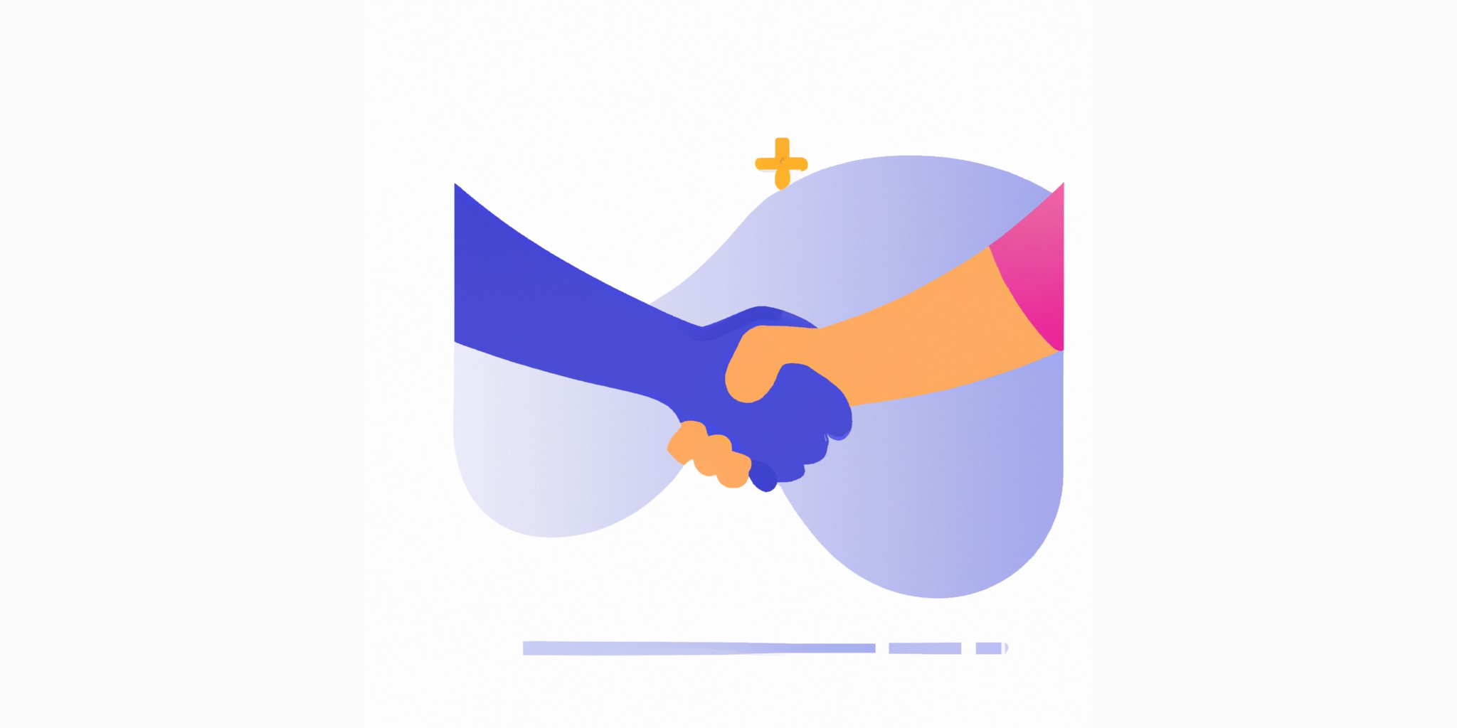 a handshake in flat illustration style with gradients and white background