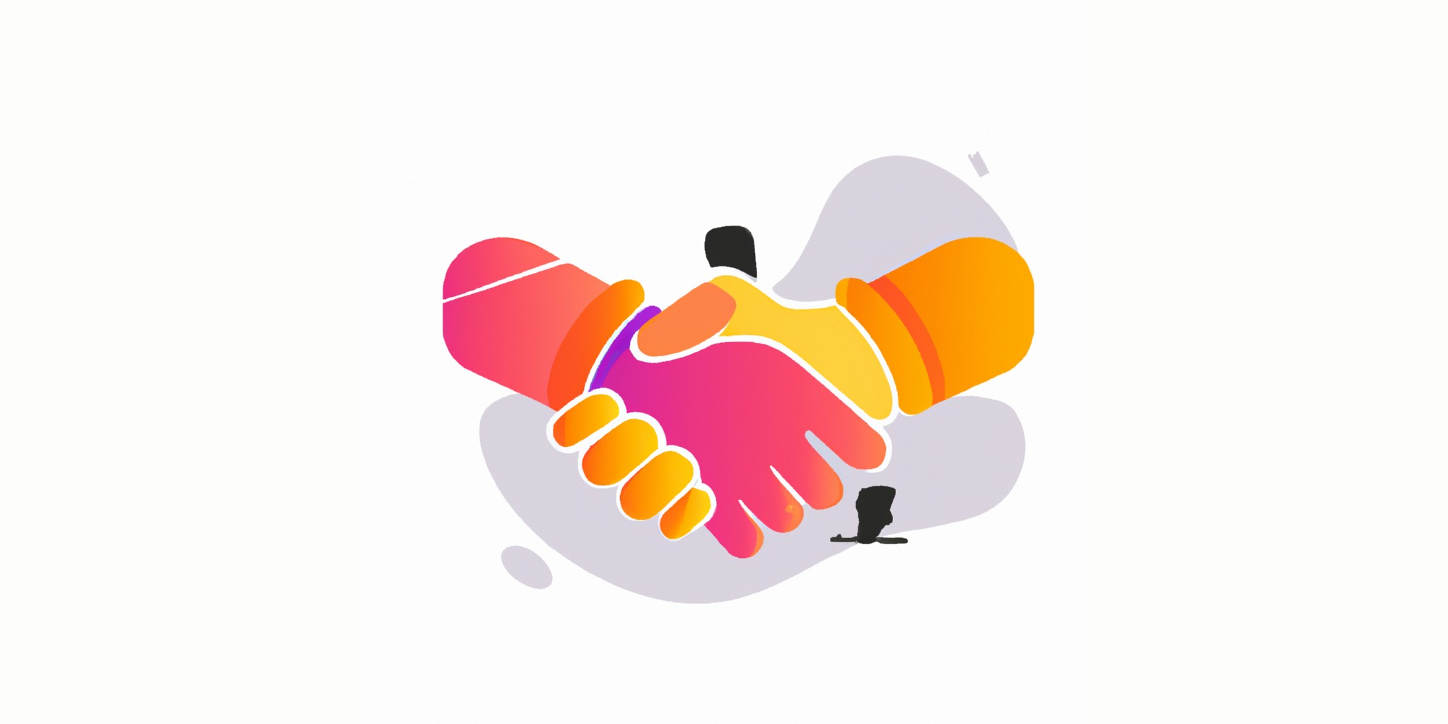 a handshake in flat illustration style with gradients and white background