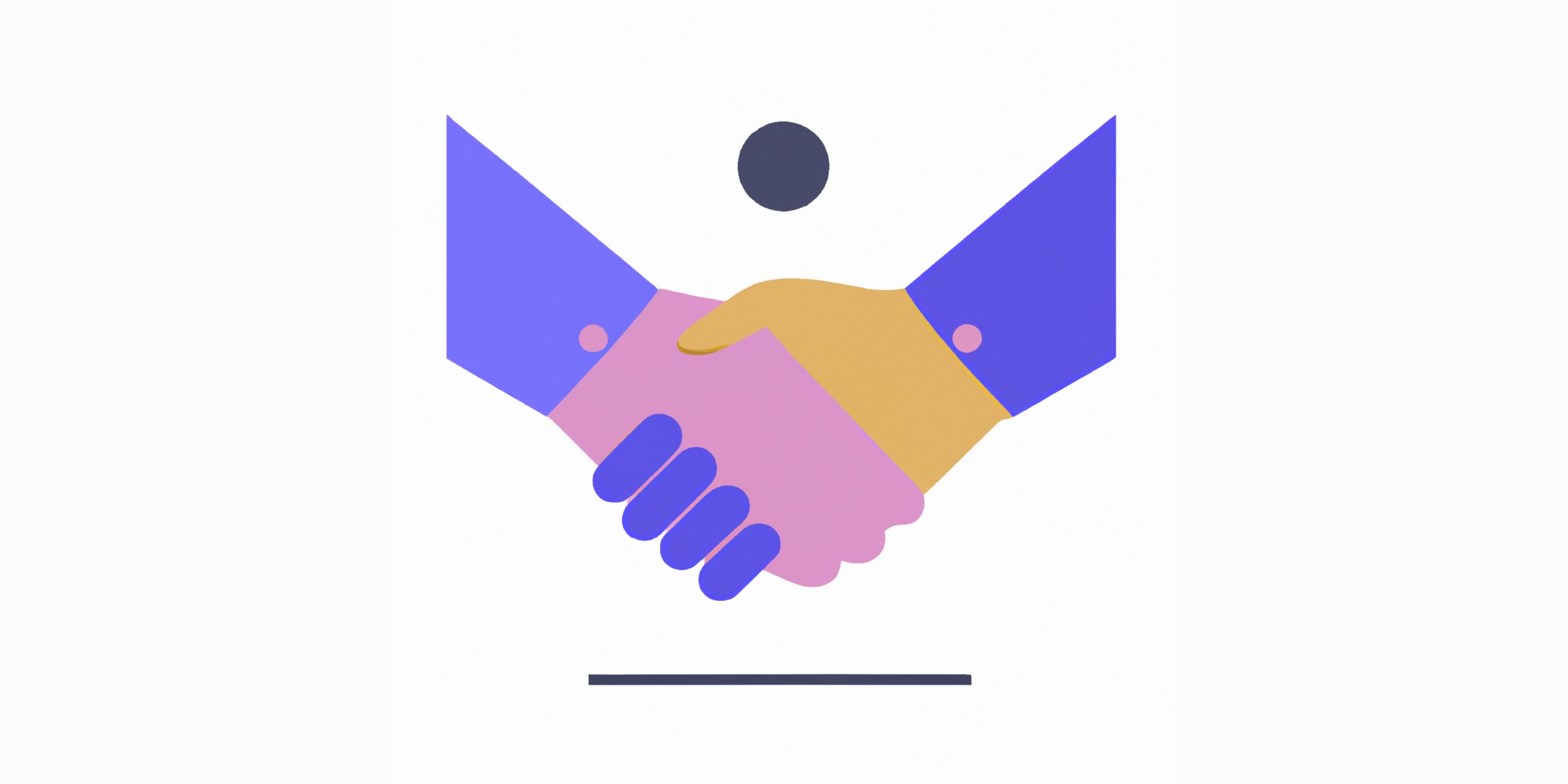 a handshake in flat illustration style with gradients and white background