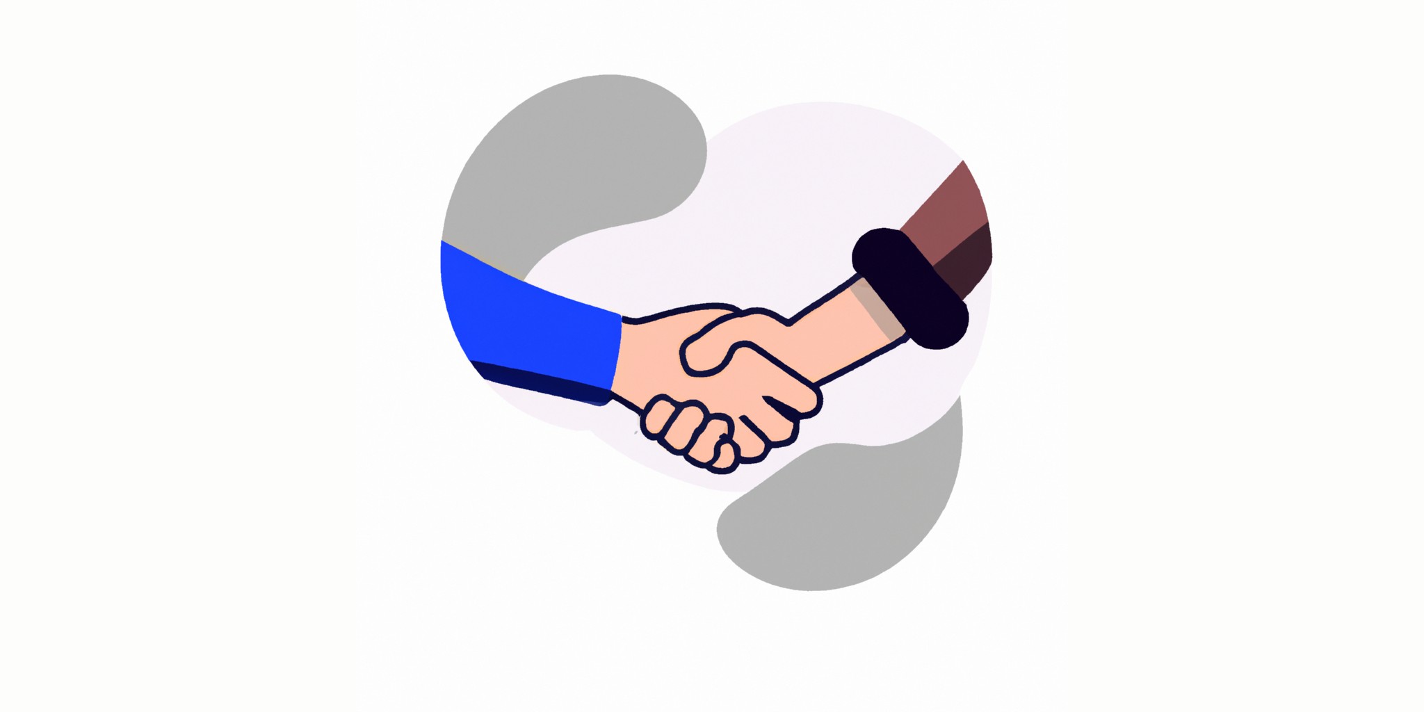 a handshake in flat illustration style with gradients and white background