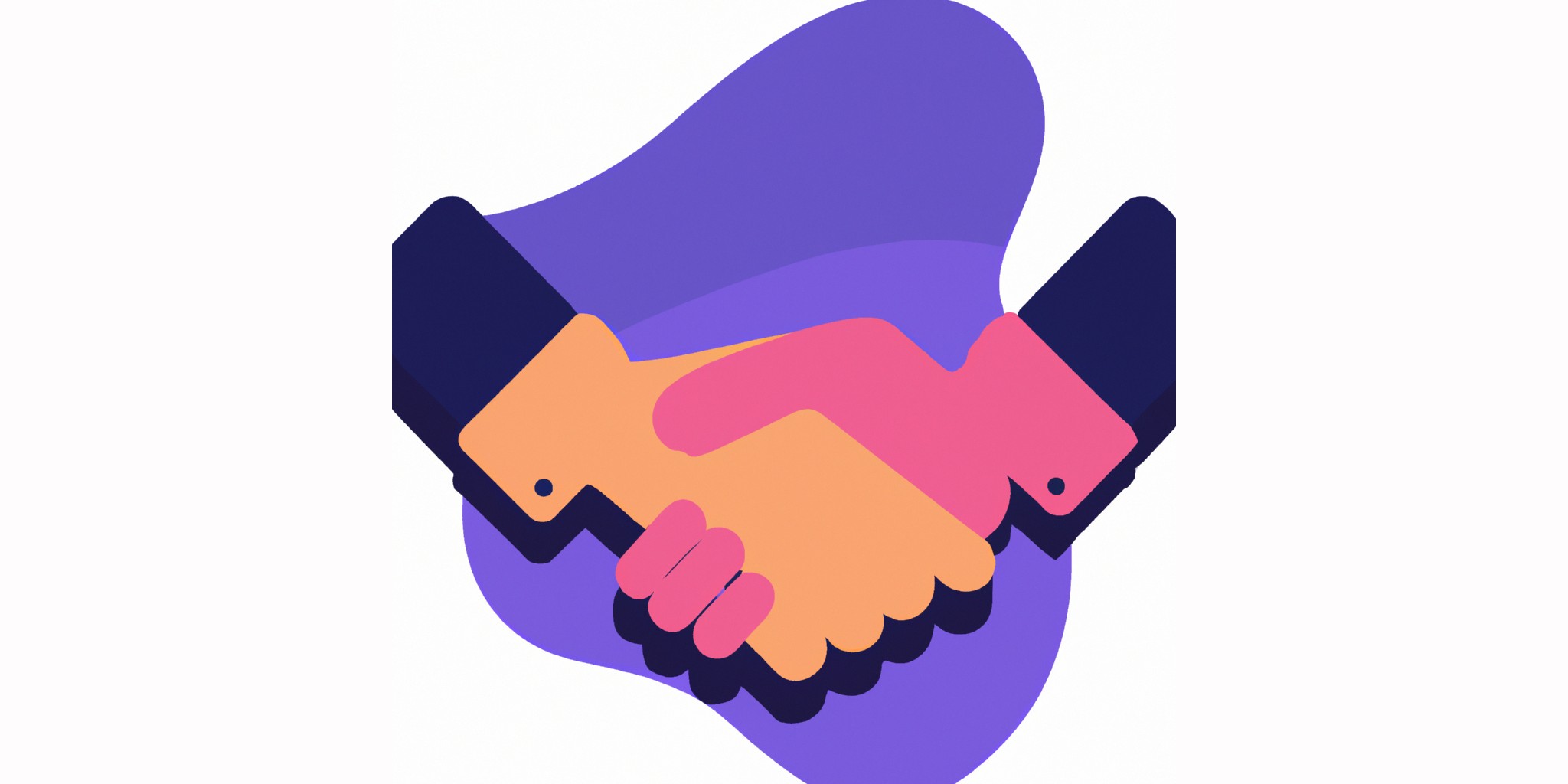 a handshake in flat illustration style with gradients and white background