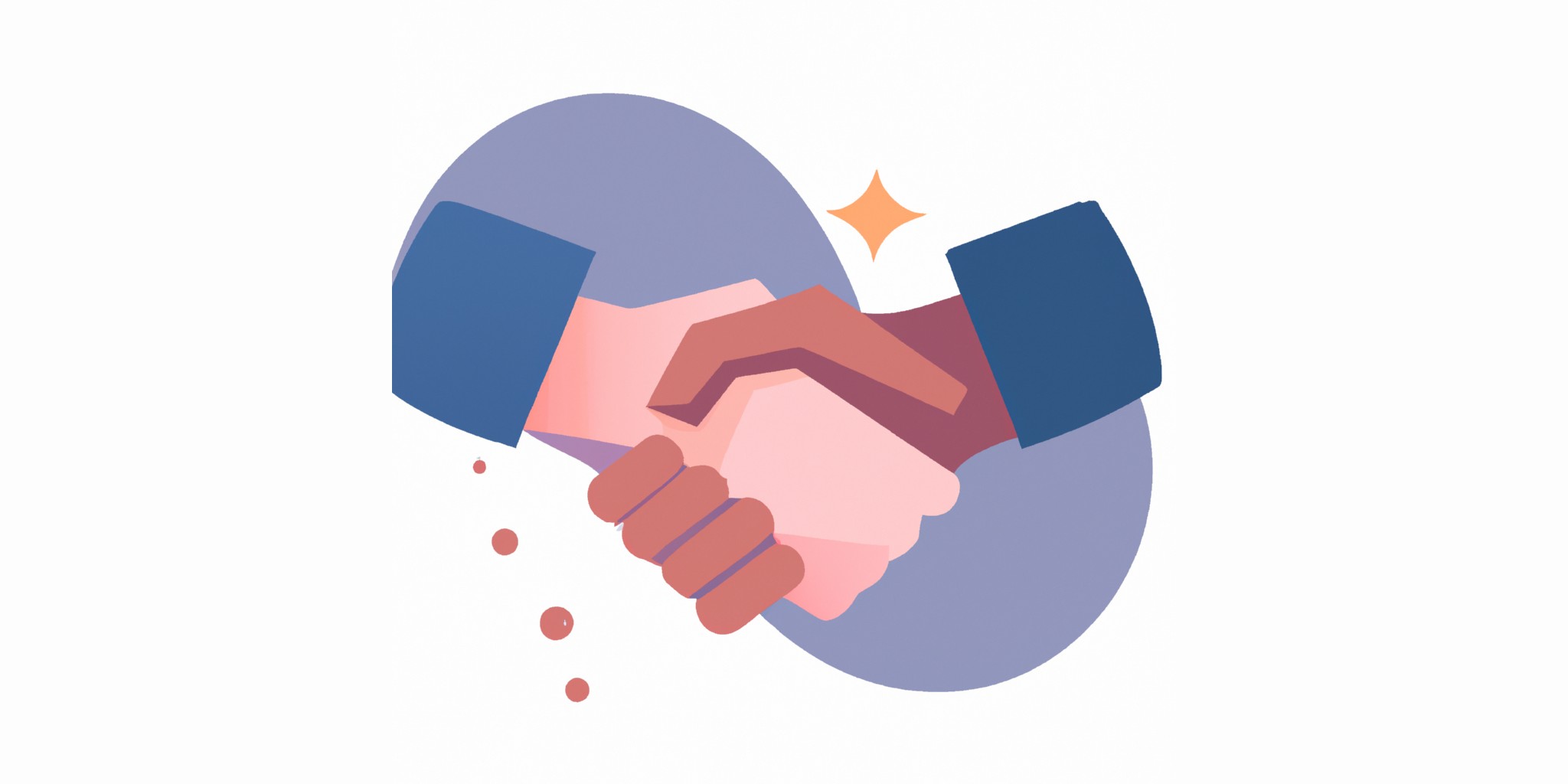 a handshake in flat illustration style with gradients and white background