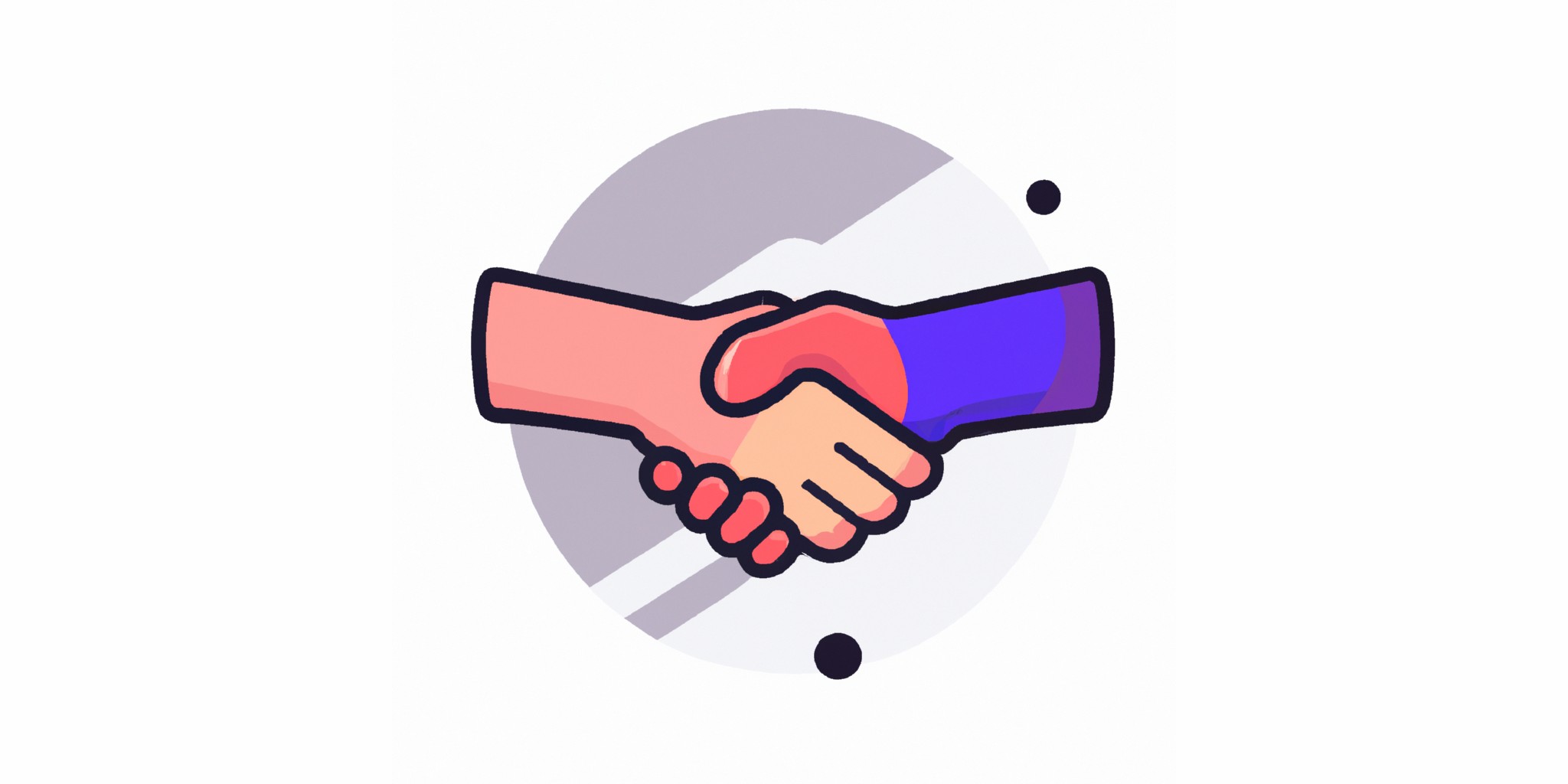 a handshake in flat illustration style with gradients and white background