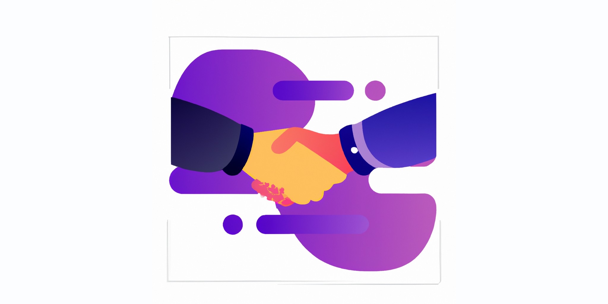 a handshake in flat illustration style with gradients and white background