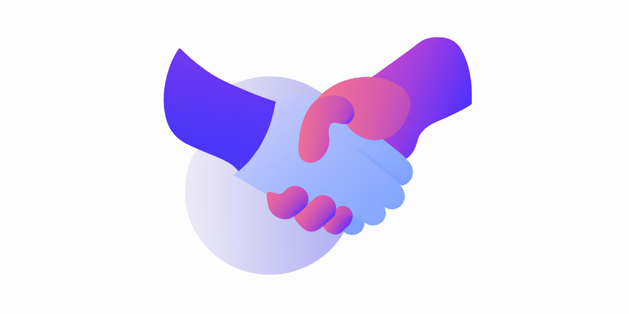 a handshake in flat illustration style with gradients and white background