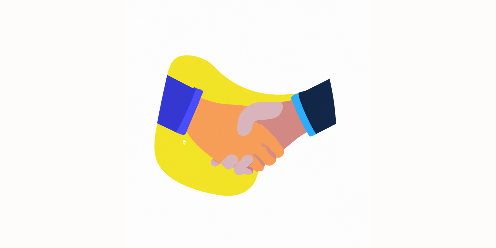 a handshake in flat illustration style with gradients and white background