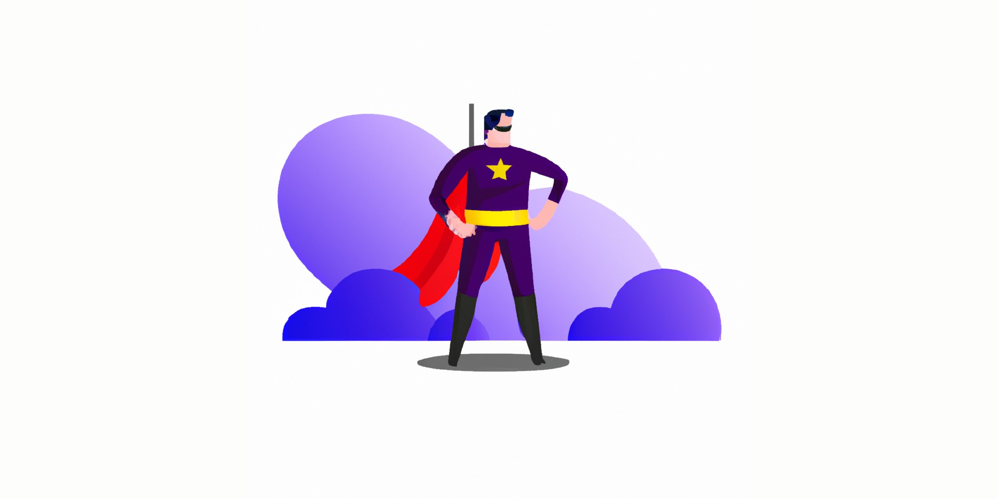 a hero in flat illustration style with gradients and white background