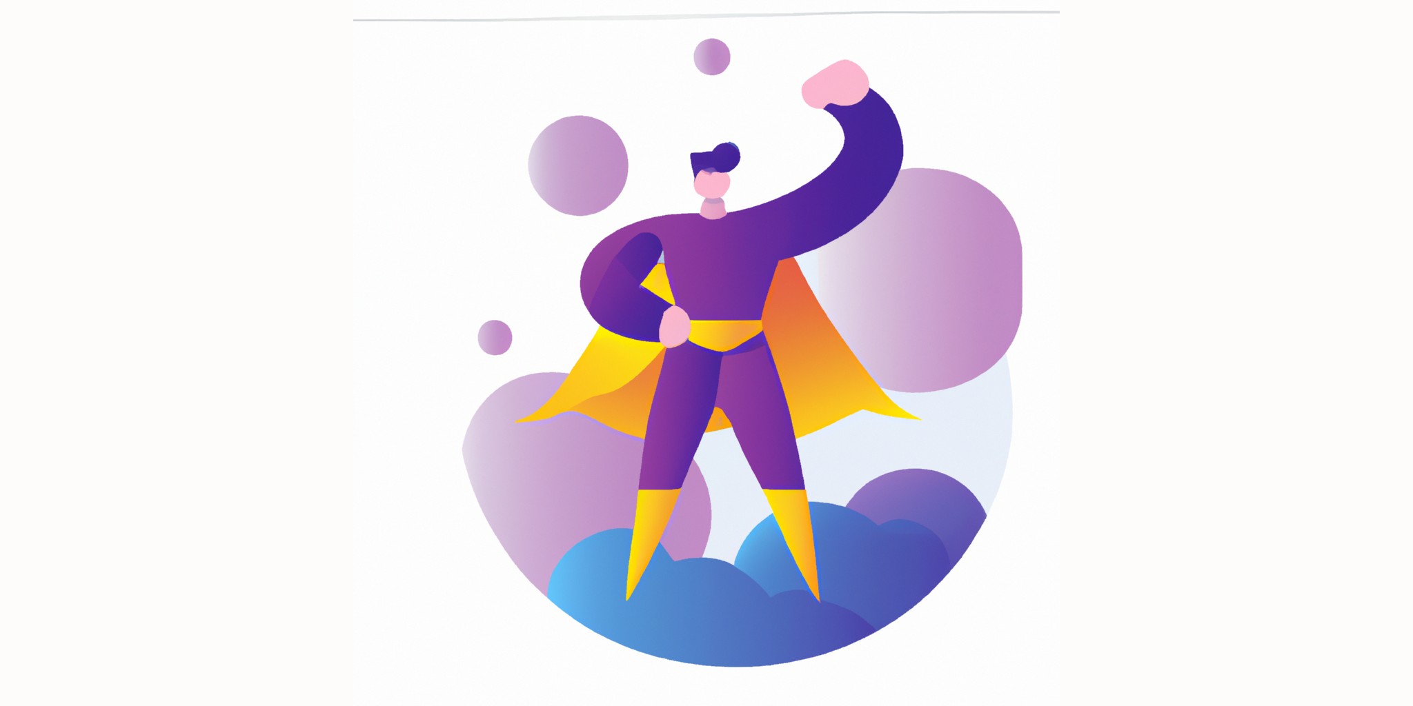 a hero in flat illustration style with gradients and white background