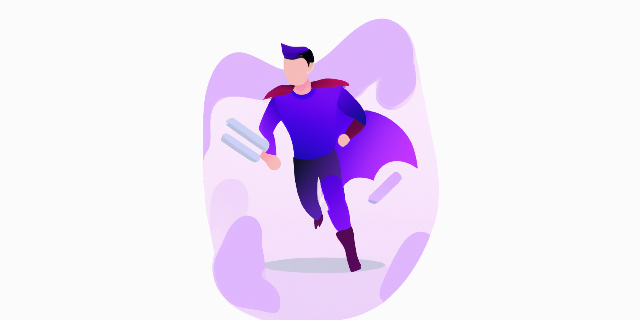 a hero in flat illustration style with gradients and white background