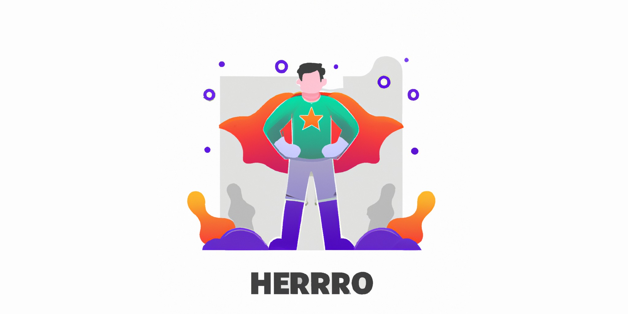 a hero in flat illustration style with gradients and white background