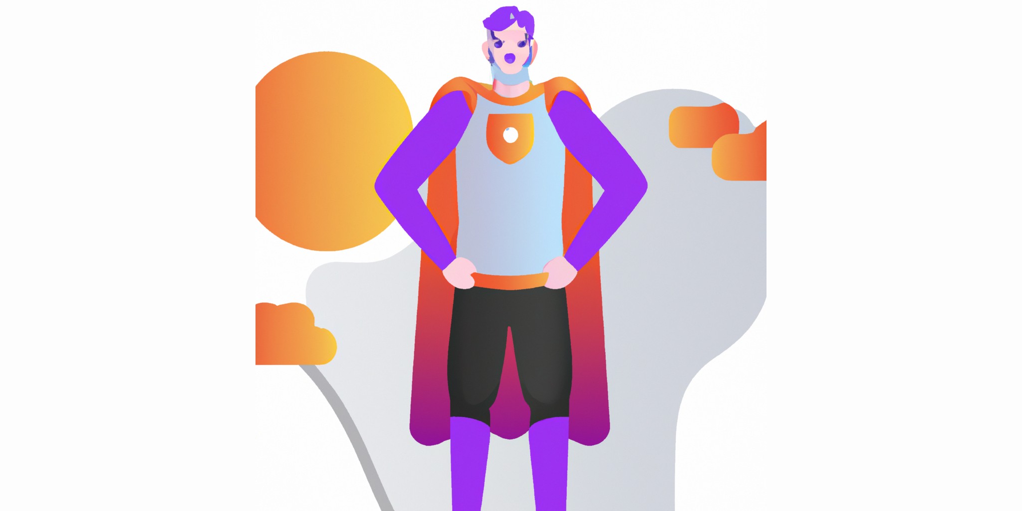 a hero in flat illustration style with gradients and white background