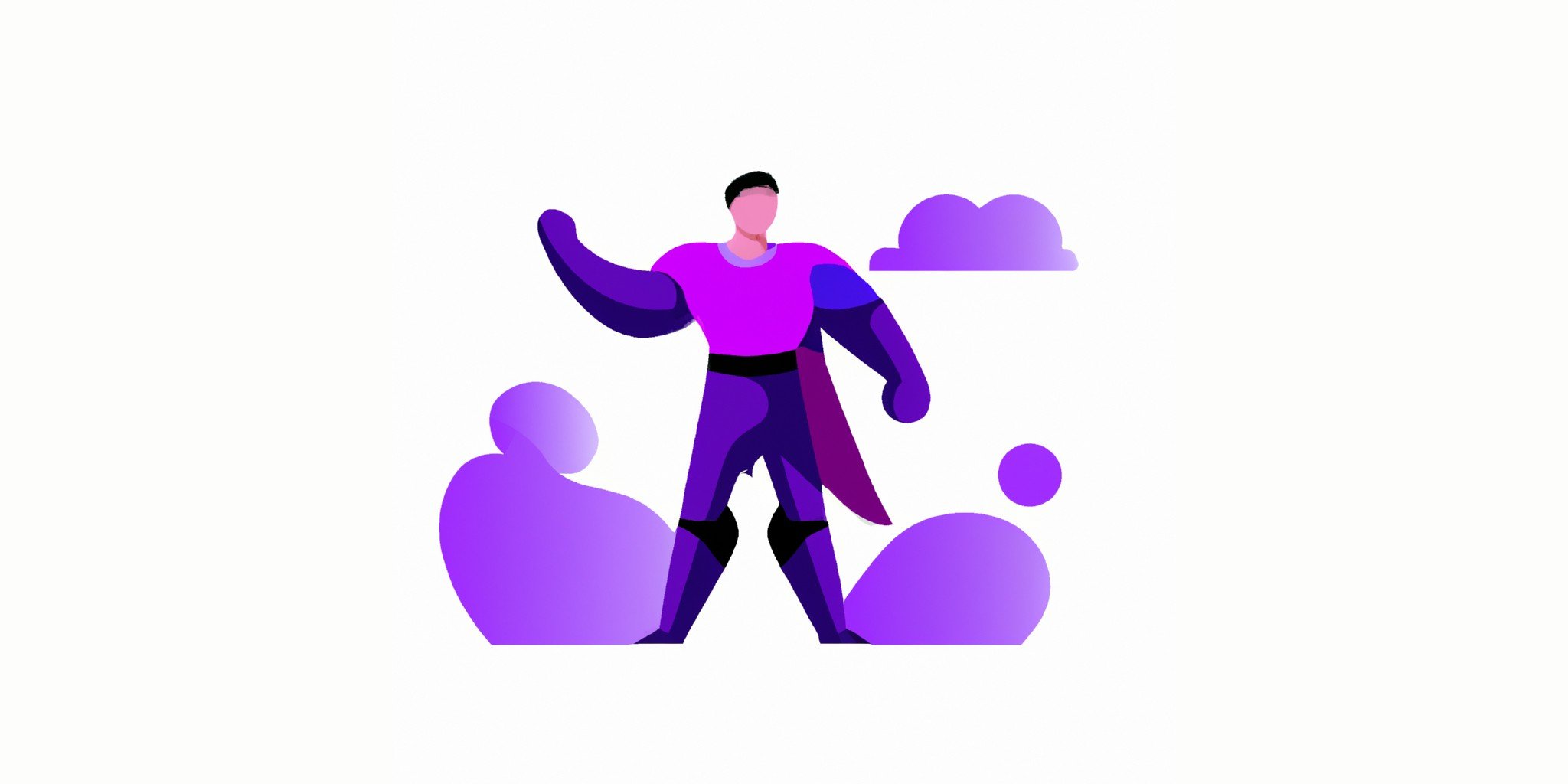 a hero in flat illustration style with gradients and white background